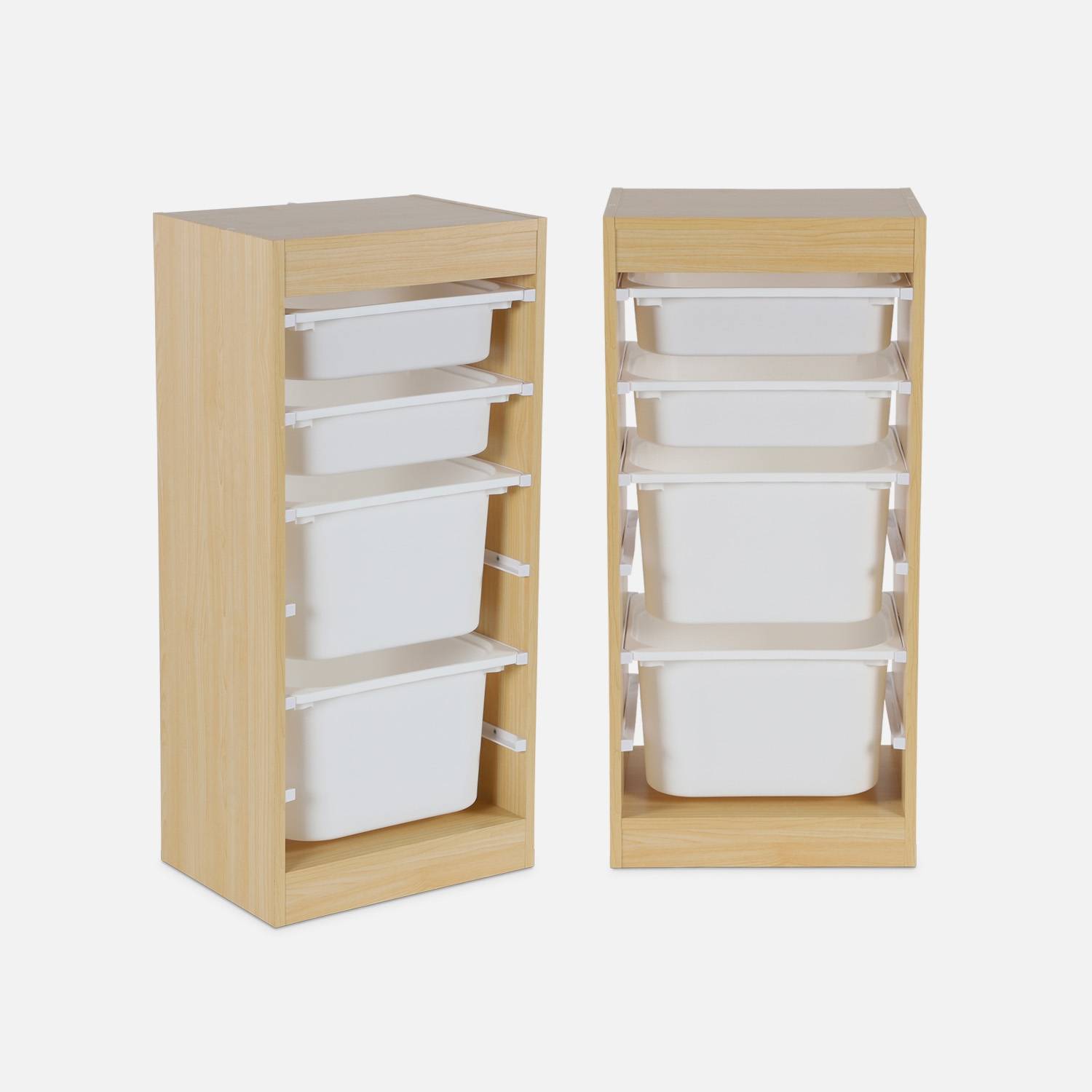 Lot de 2 meubles de rangement enfant 4 bacs de rangement, naturel | sweeek