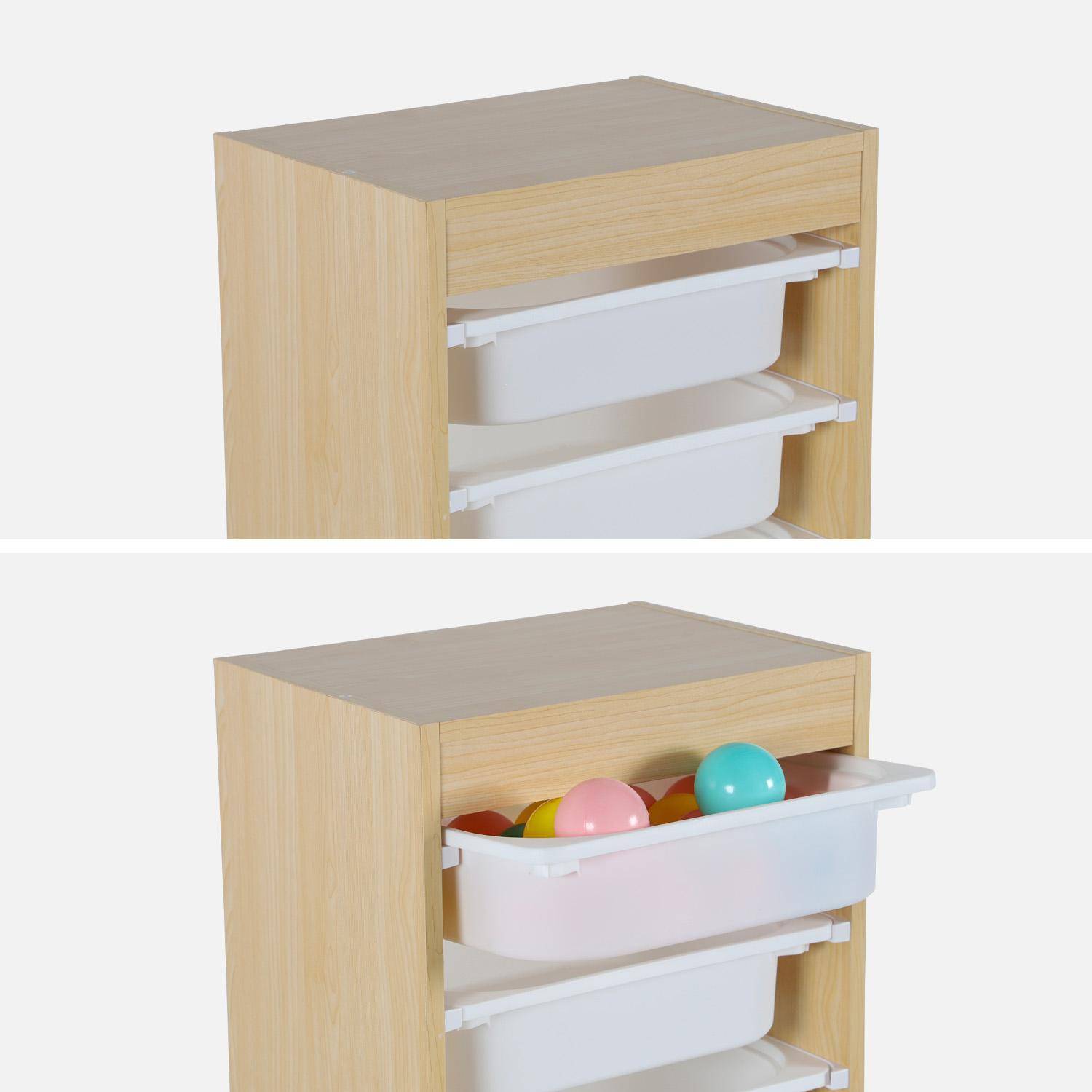 Meuble de rangement enfant 4 bacs de rangement, 41,5 x 30 x 89cm (Lot de 2) naturel Photo5