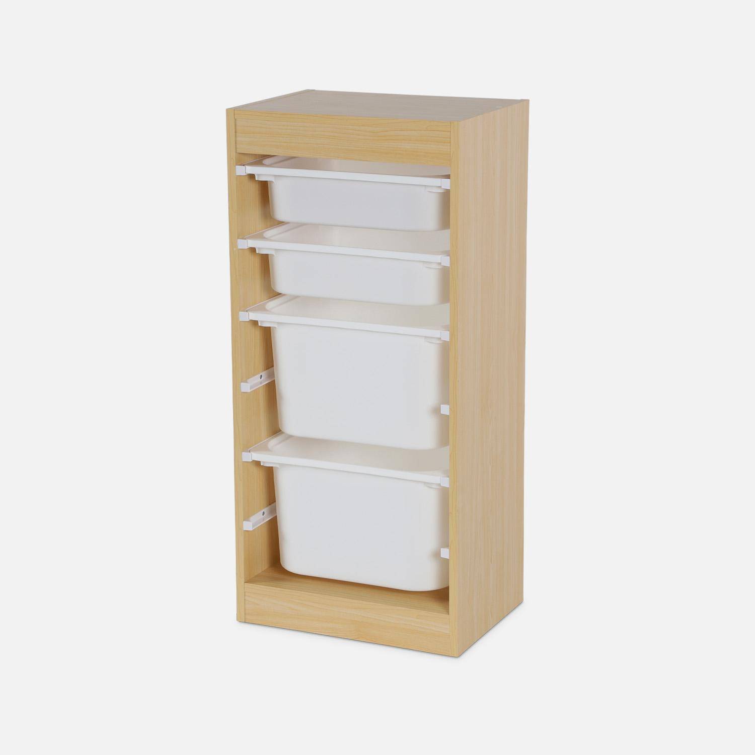 Meuble de rangement enfant 4 bacs de rangement, 41,5 x 30 x 89cm (Lot de 2) naturel Photo2