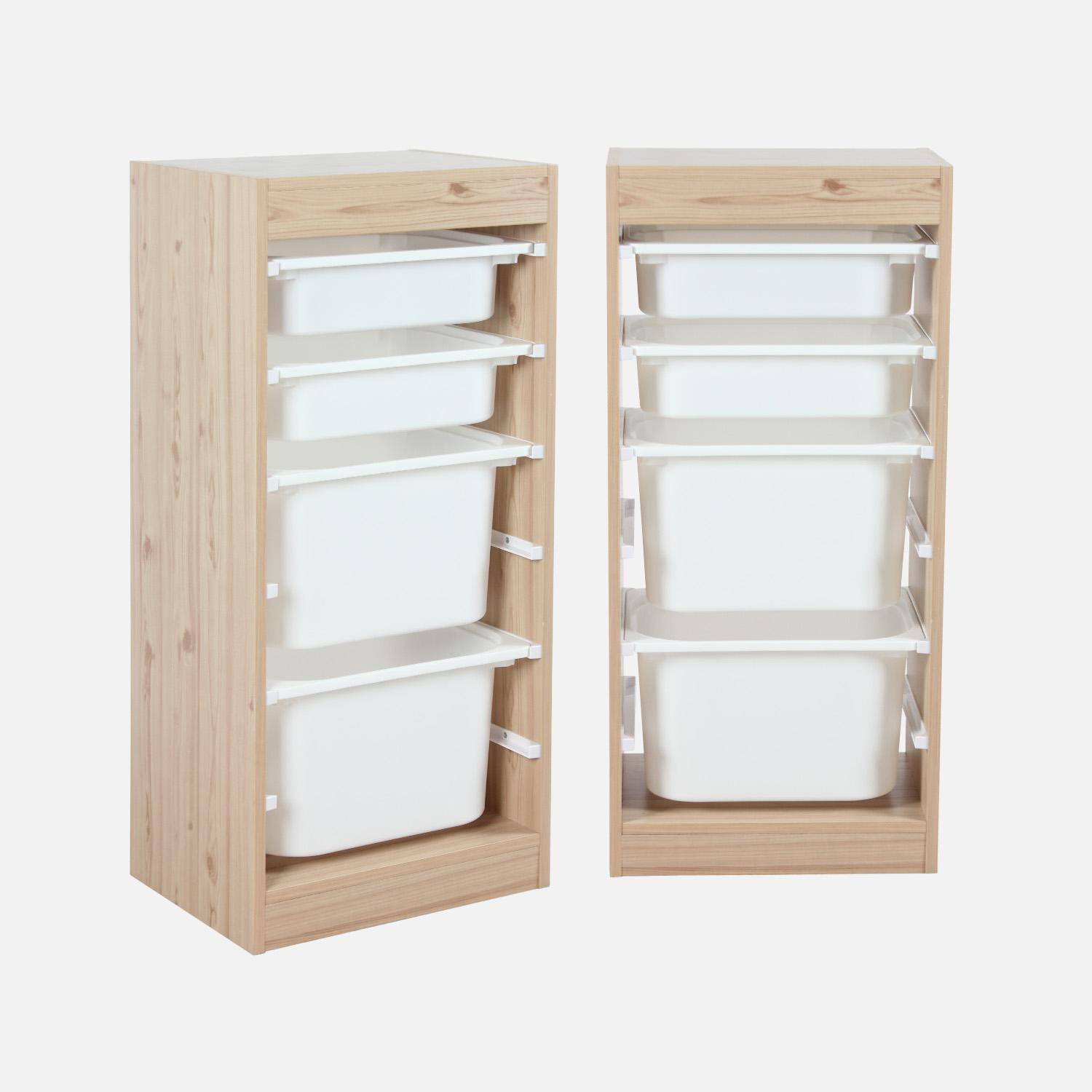 Kinder opbergmeubel met 4 opbergbakken, 41,5 x 30 x 89 cm (Set van 2),sweeek,Photo2