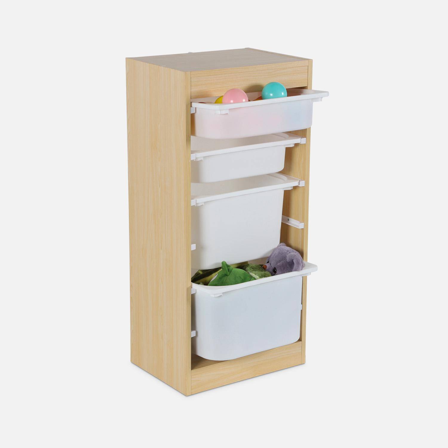 Meuble de rangement enfant 4 bacs de rangement, 41,5 x 30 x 89cm (Lot de 2) naturel Photo4