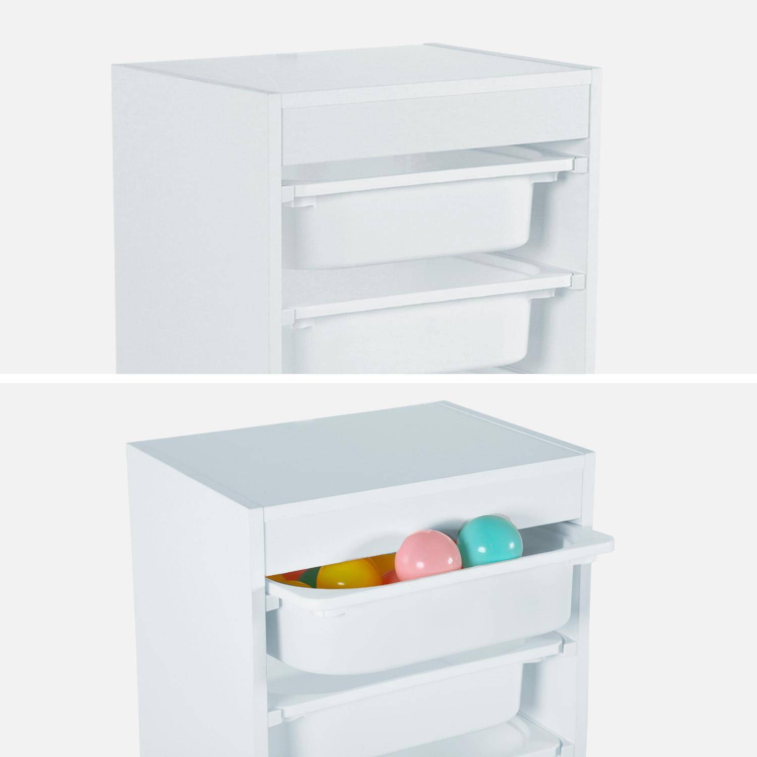 Meuble de rangement enfant 4 bacs de rangement, 41,5 x 30 x 89cm (Lot de 2) blanc Photo2