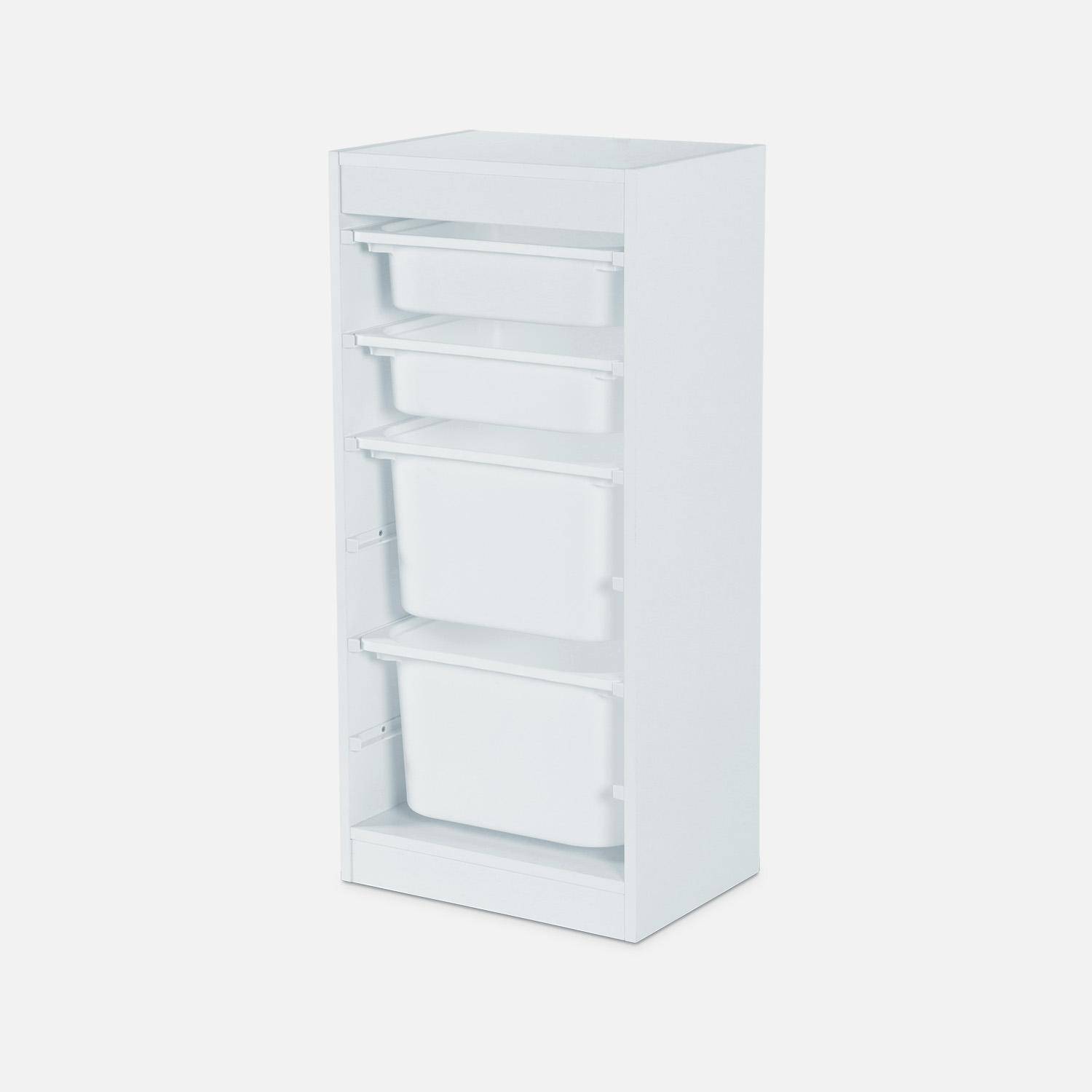 Meuble de rangement enfant 4 bacs de rangement, 41,5 x 30 x 89cm (Lot de 2) blanc Photo3