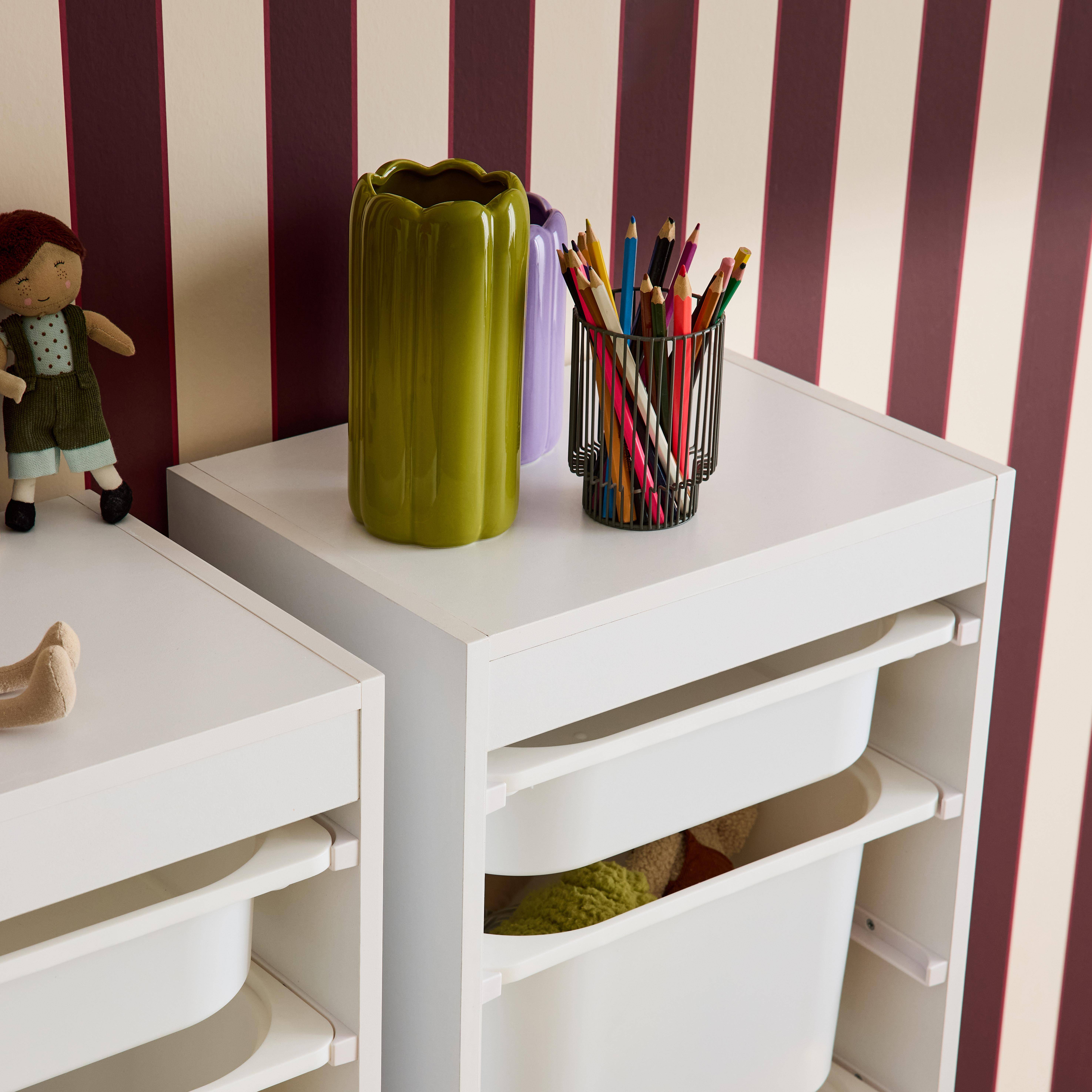 Set di 2 mobili per bambini con 4 contenitori, Sora x2, Bianco, 41.5x30x89 cm,sweeek,Photo3