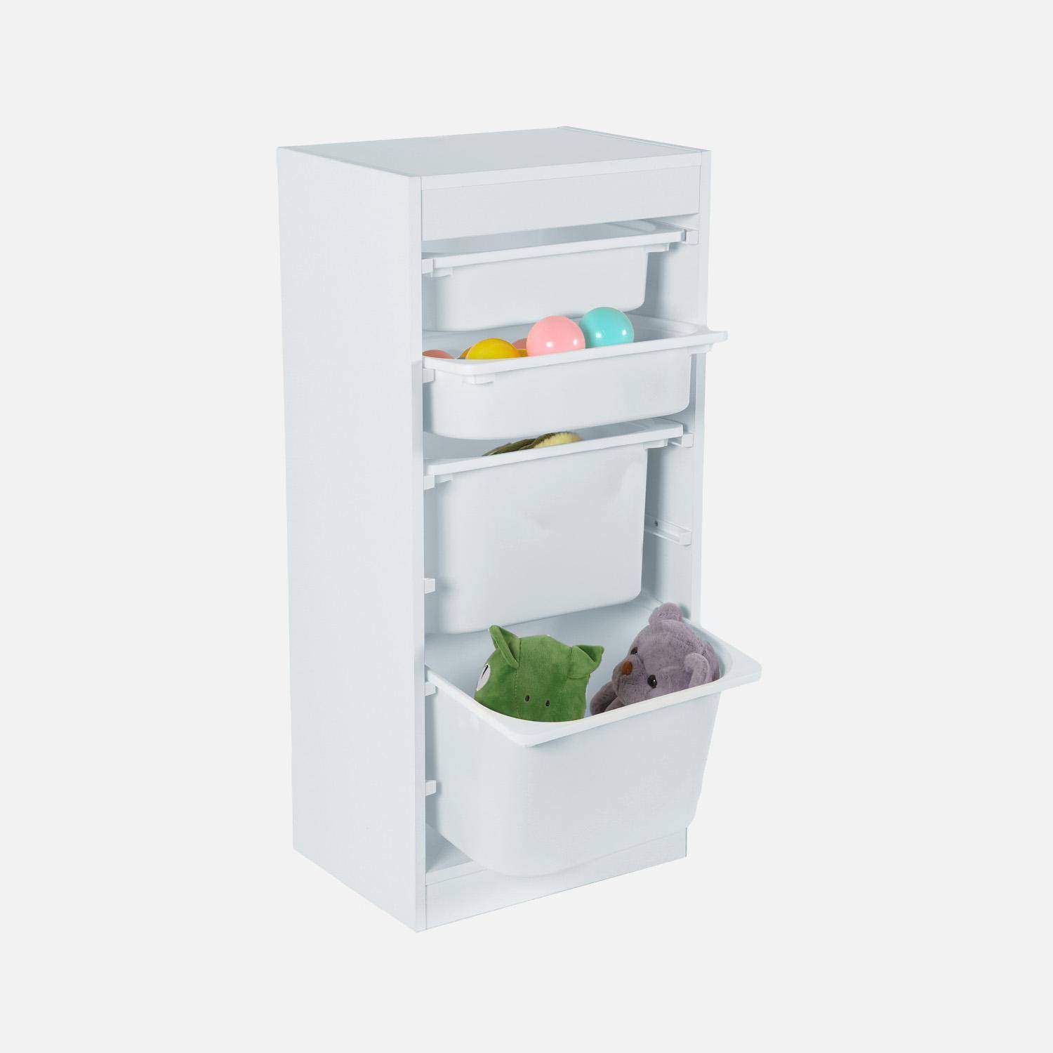 Meuble de rangement enfant 4 bacs de rangement, 41,5 x 30 x 89cm (Lot de 2) blanc Photo5