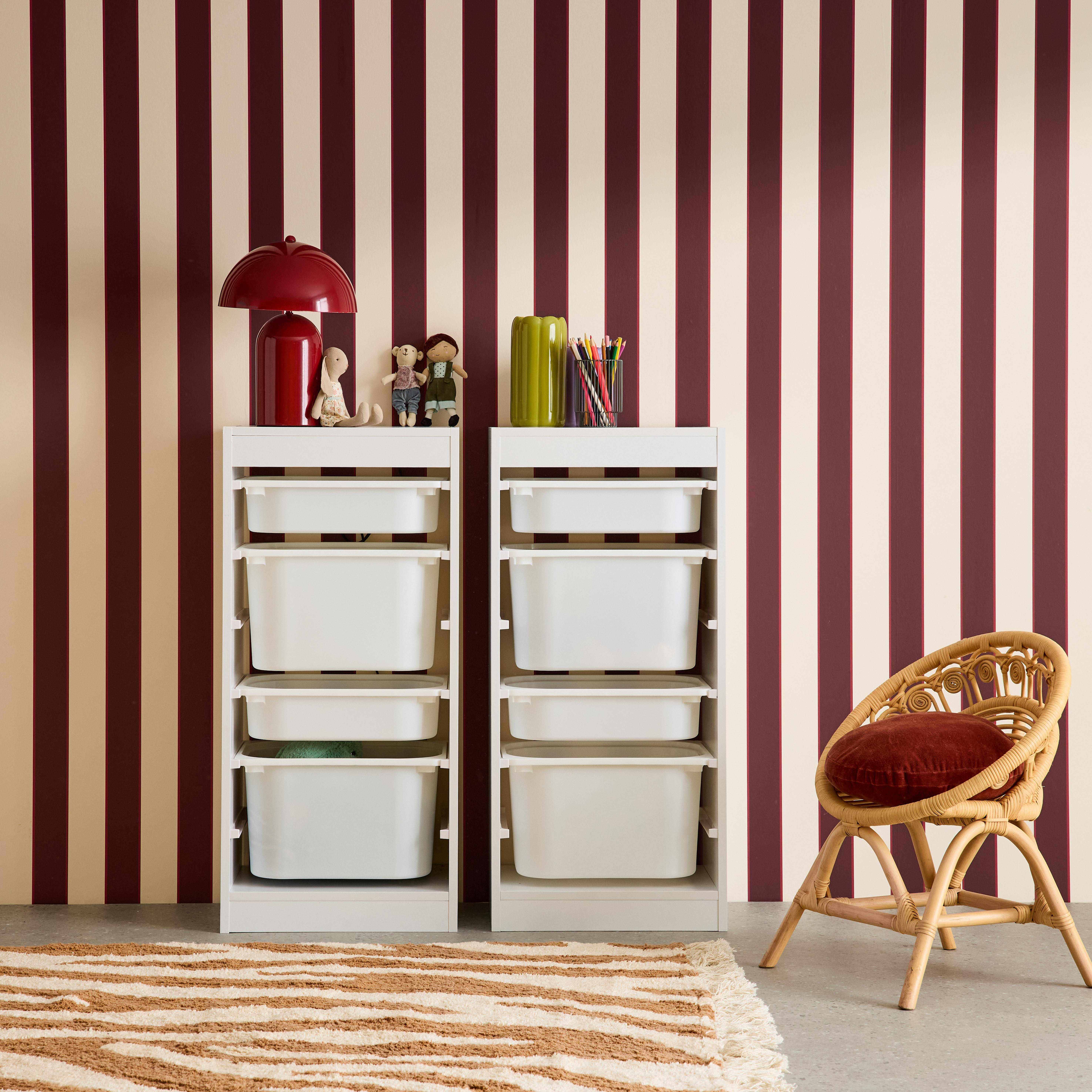 Set di 2 mobili per bambini con 4 contenitori, Sora x2, Bianco, 41.5x30x89 cm Photo1