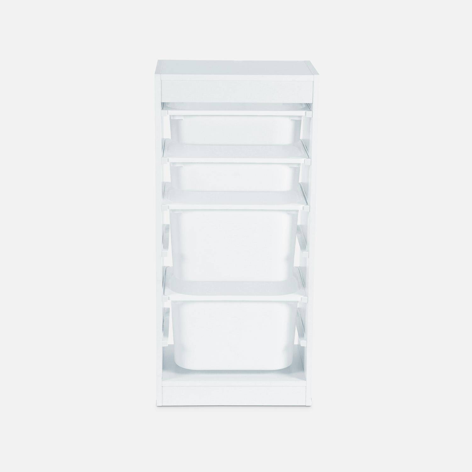 Meuble de rangement enfant 4 bacs de rangement, 41,5 x 30 x 89cm (Lot de 2) blanc Photo4