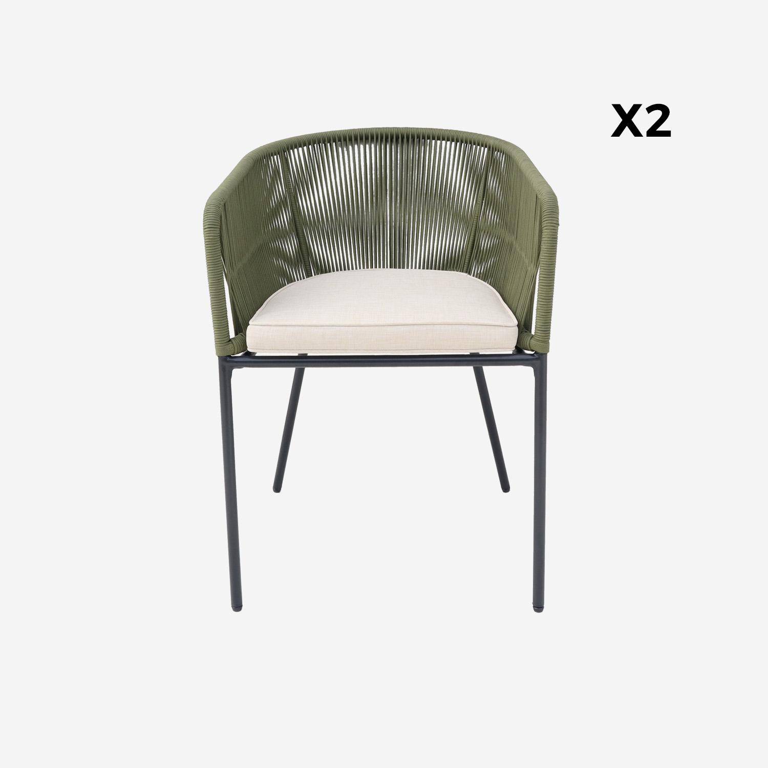 Pair of garden armchairs with rope and galvanised steel, Santos, 56.5x59x79 cm Photo4