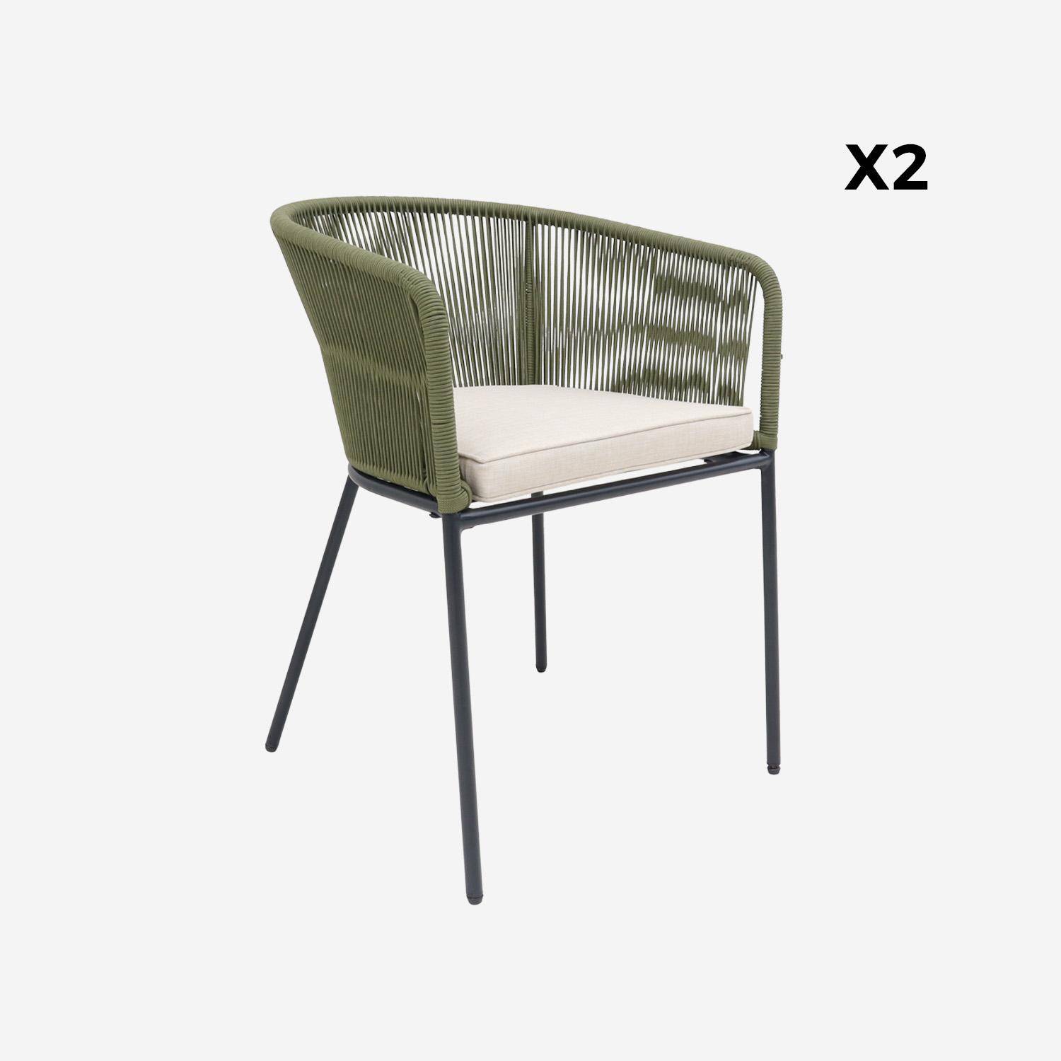 Pair of garden armchairs with rope and galvanised steel, Santos, 56.5x59x79 cm Photo7