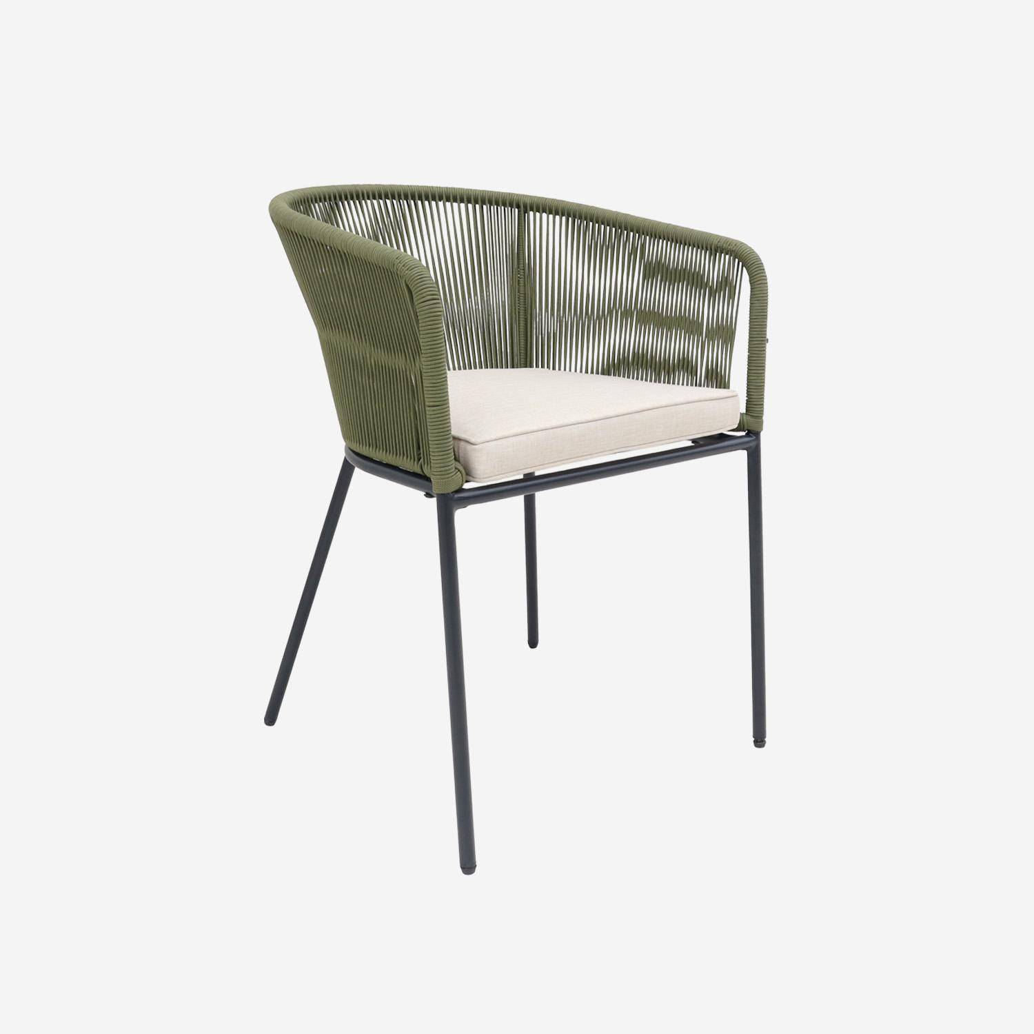 Pair of garden armchairs with rope and galvanised steel, Santos, 56.5x59x79 cm Photo6