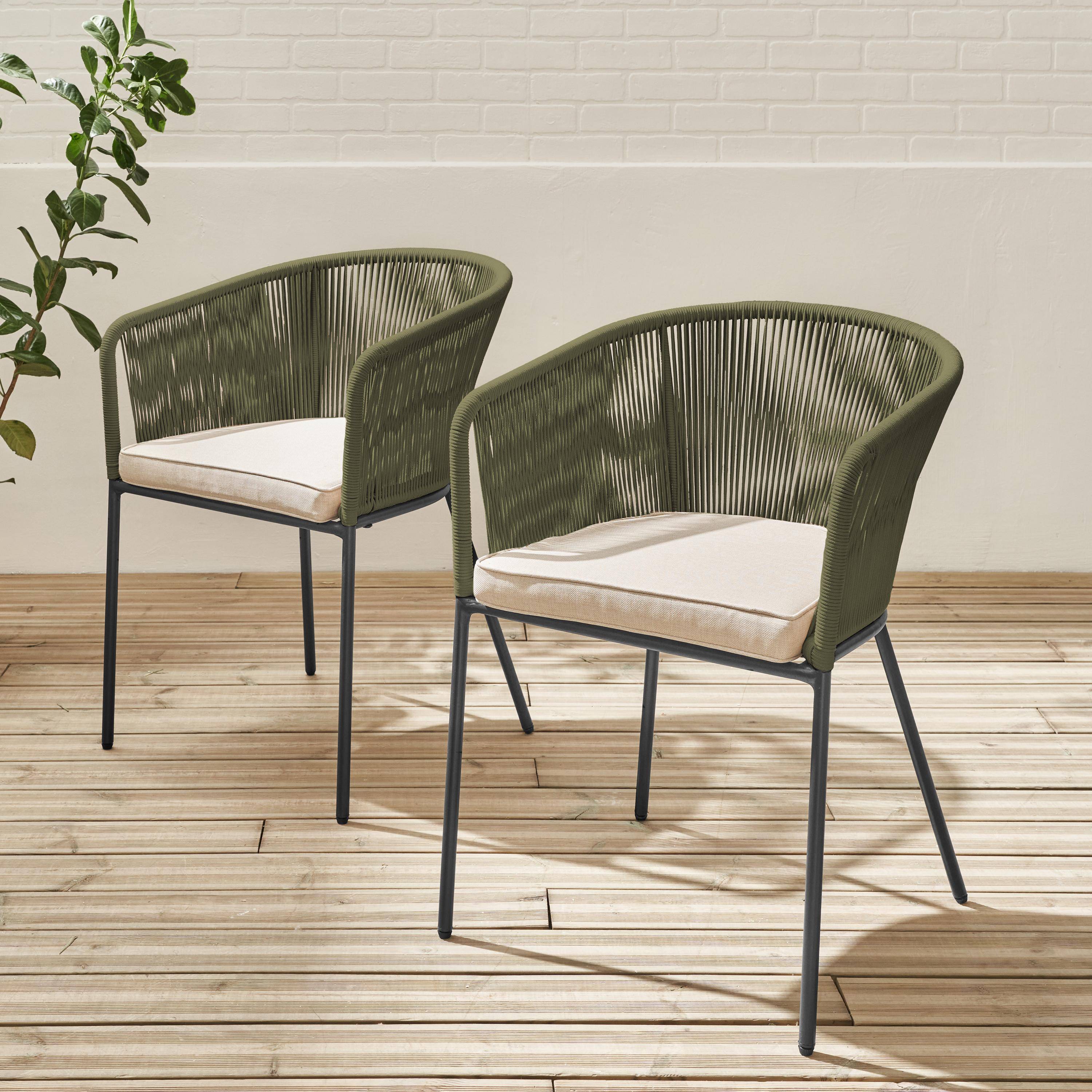 Pair of garden armchairs with rope and galvanised steel, Santos, 56.5x59x79 cm Photo1
