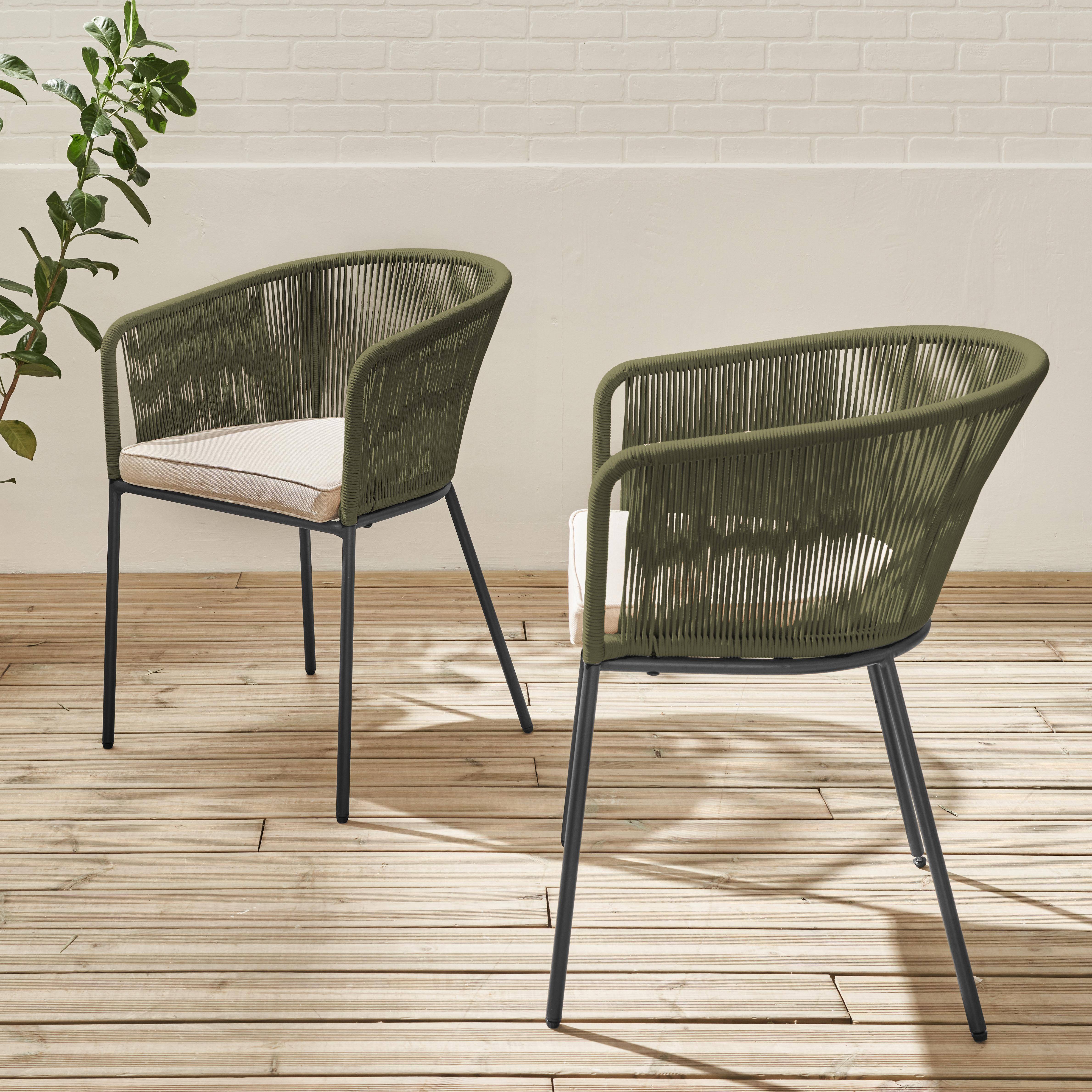 Pair of garden armchairs with rope and galvanised steel, Santos, 56.5x59x79 cm Photo2