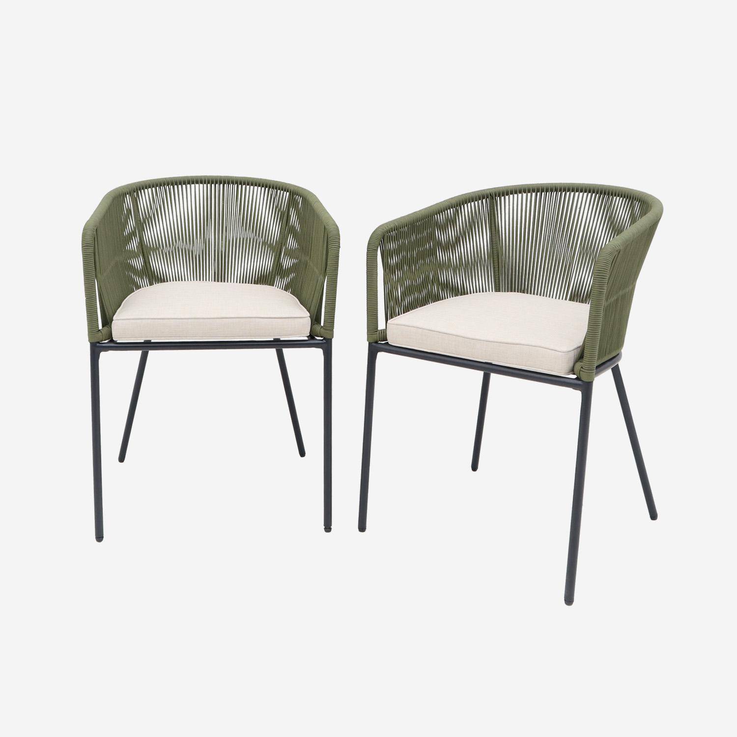 Pair of garden armchairs with rope and galvanised steel, Santos, 56.5x59x79 cm Photo3