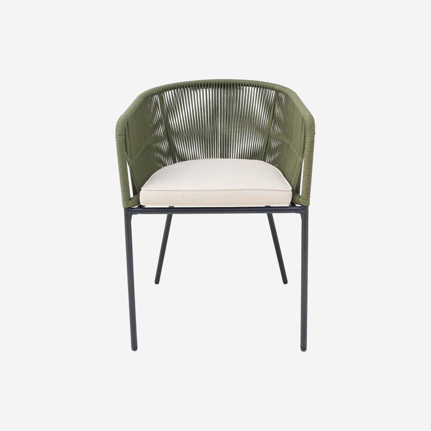 Set of 4 metal and rope garden chairs, Santos, 56.5x59x79 cm Photo5