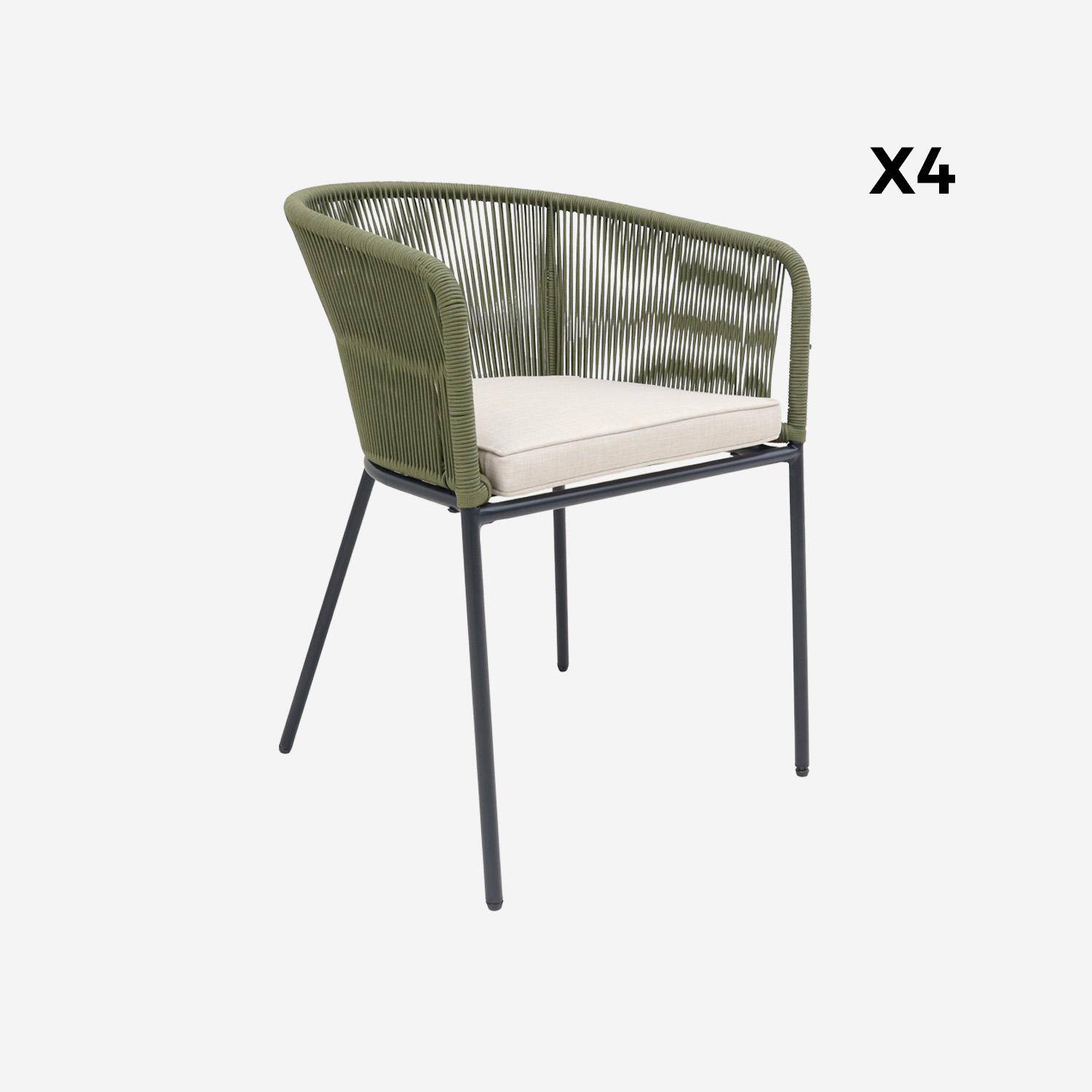 Set of 4 metal and rope garden chairs, Santos, 56.5x59x79 cm Photo7