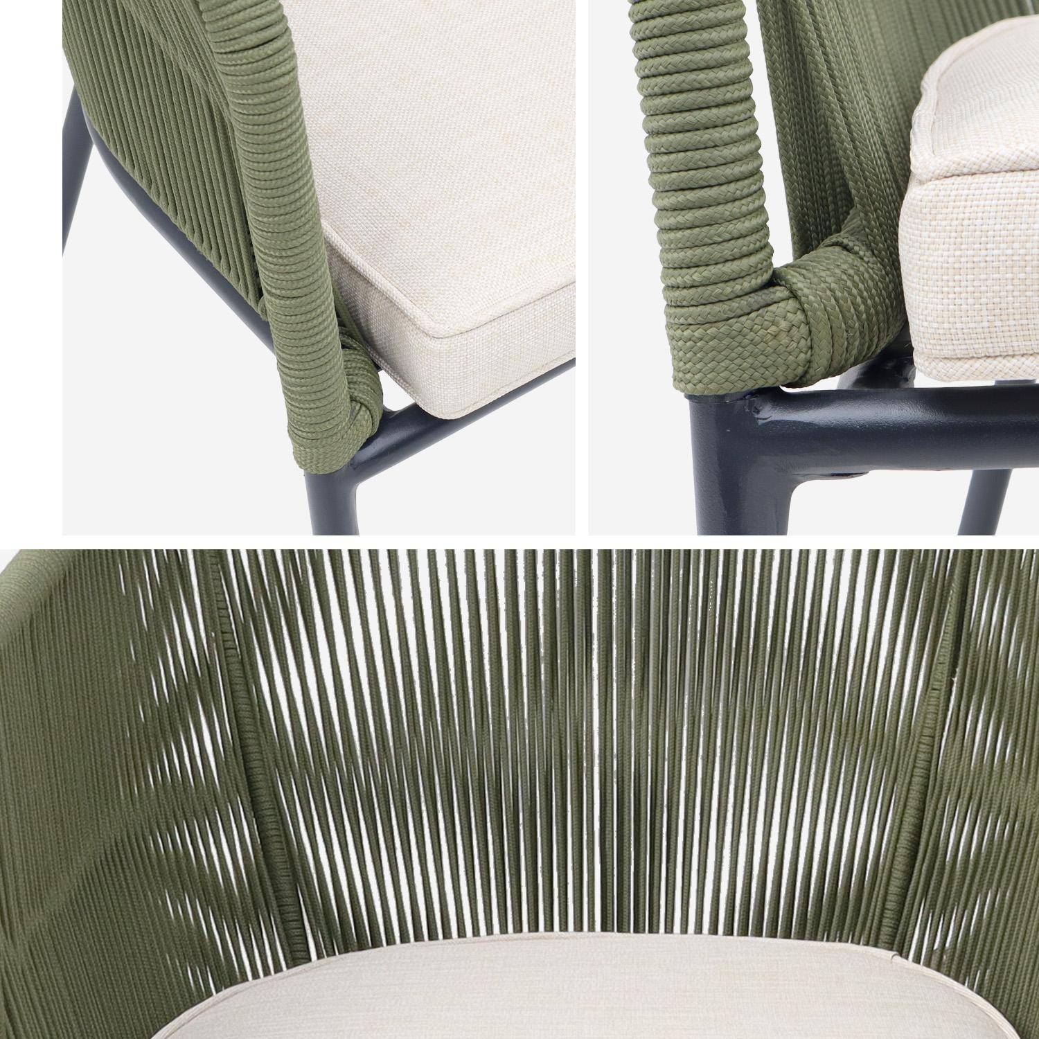 Set of 4 metal and rope garden chairs, Santos, 56.5x59x79 cm Photo9