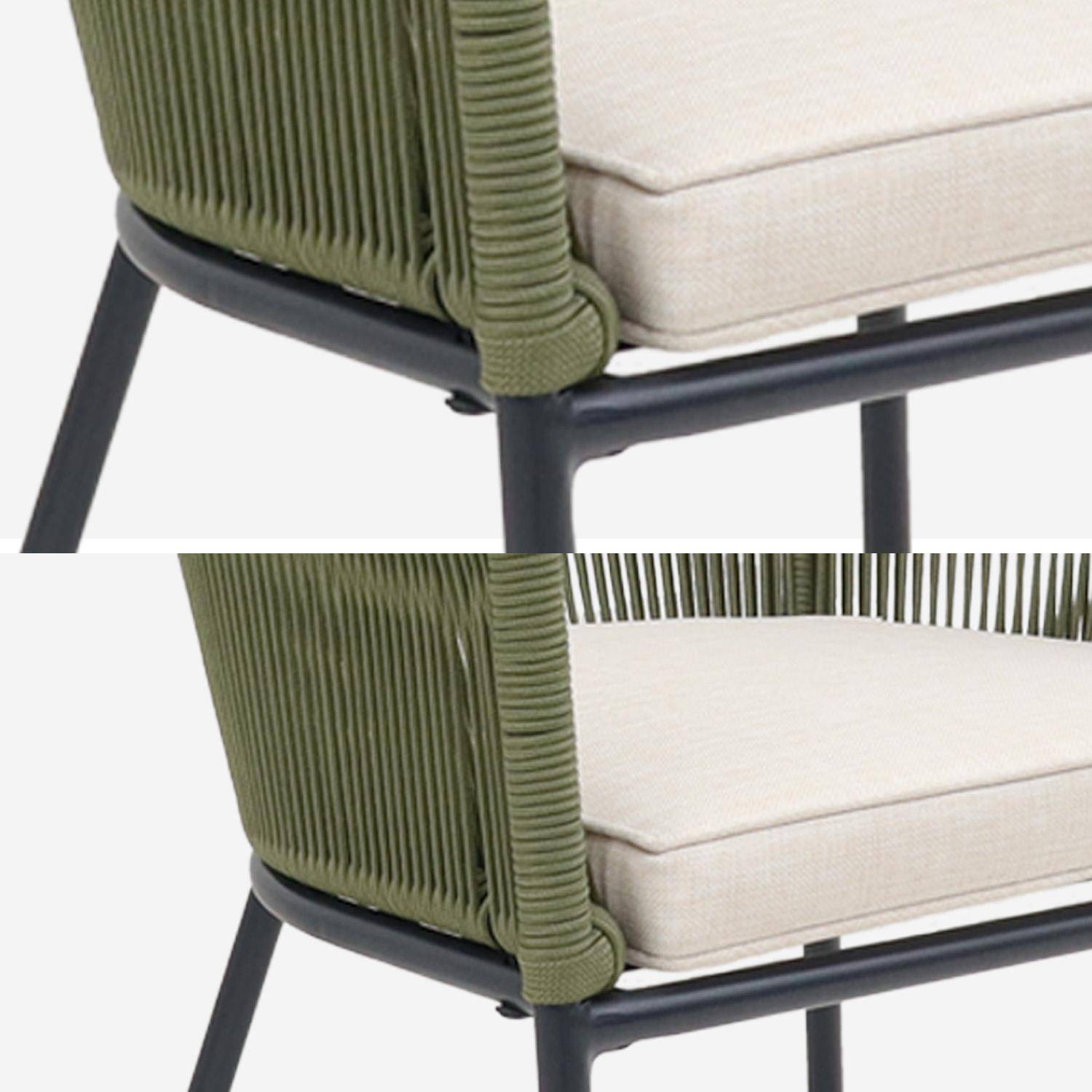 Set of 4 metal and rope garden chairs, Santos, 56.5x59x79 cm Photo10