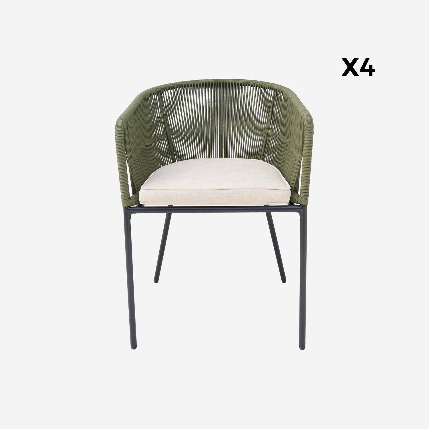Set of 4 metal and rope garden chairs, Santos, 56.5x59x79 cm Photo4