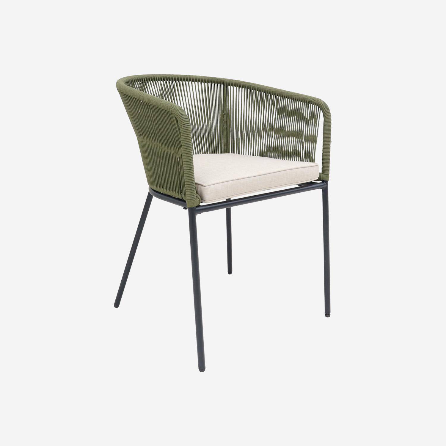 Set of 4 metal and rope garden chairs, Santos, 56.5x59x79 cm Photo6