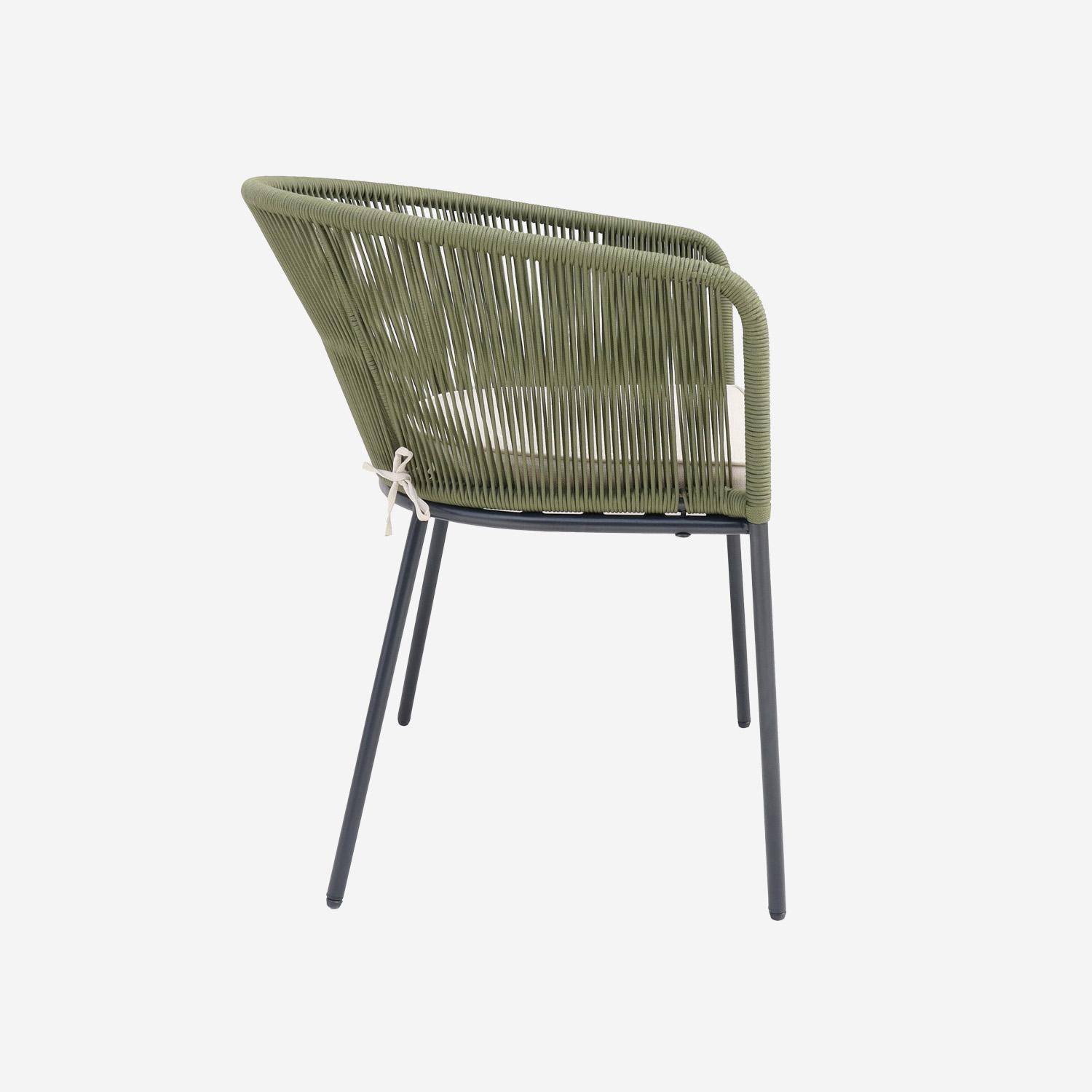 Set of 4 metal and rope garden chairs, Santos, 56.5x59x79 cm Photo8