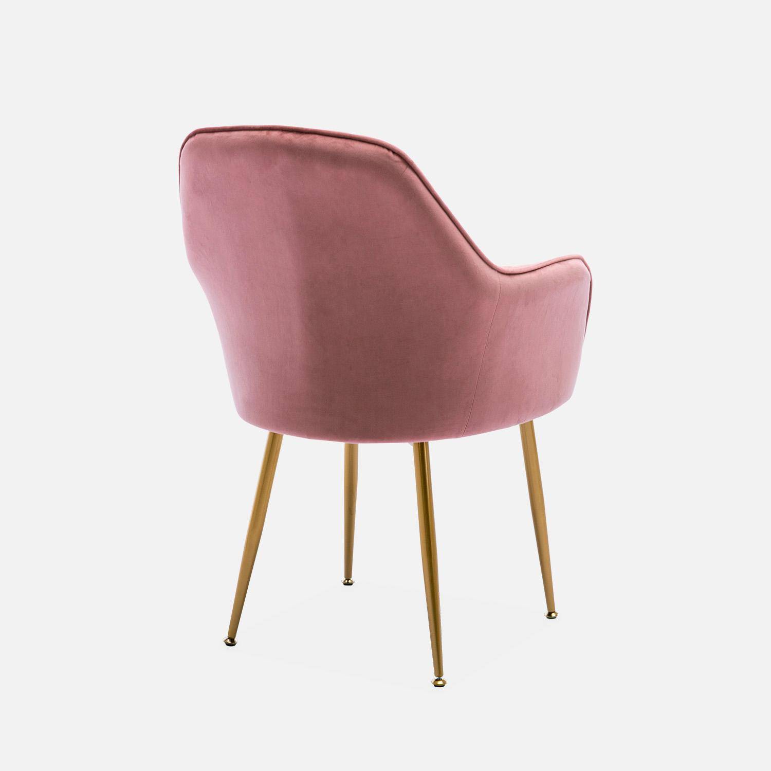Lot de 4 fauteuils en velours vieux rose et pieds en métal noir, Shella L 57 x P 59 x H 84,5 Photo5