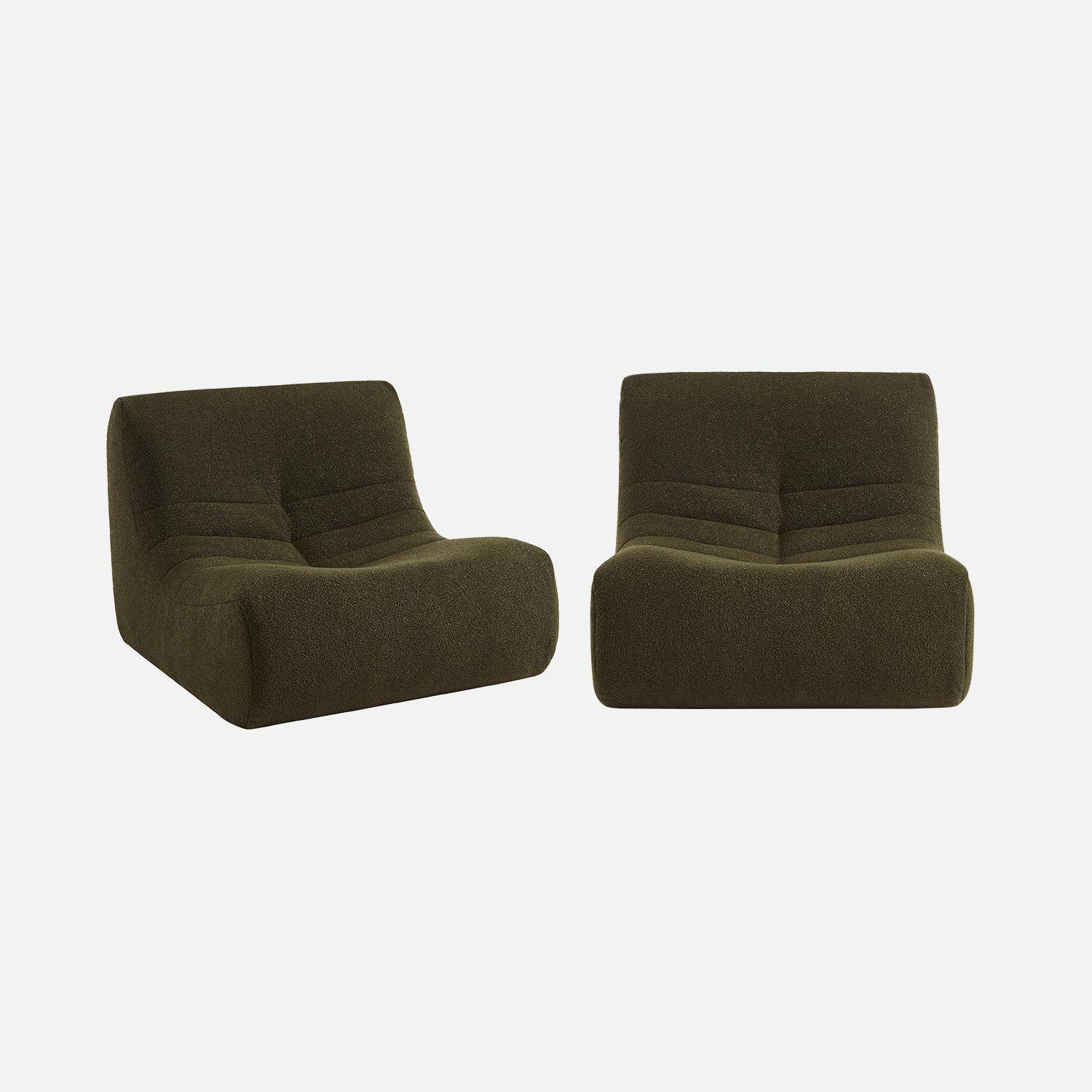 Pair of 1-seater armchairs in boucle fabric, Sokol duo, Khaki, 91x105x72 cm Photo3