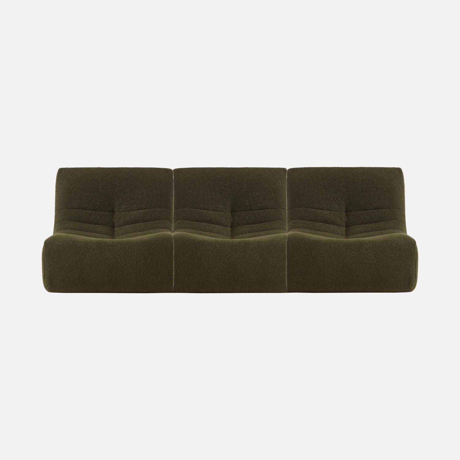 Set of 3 modular armchairs in boucle fabric, Sokol trio, Khaki, 91x105x72 cm Photo4