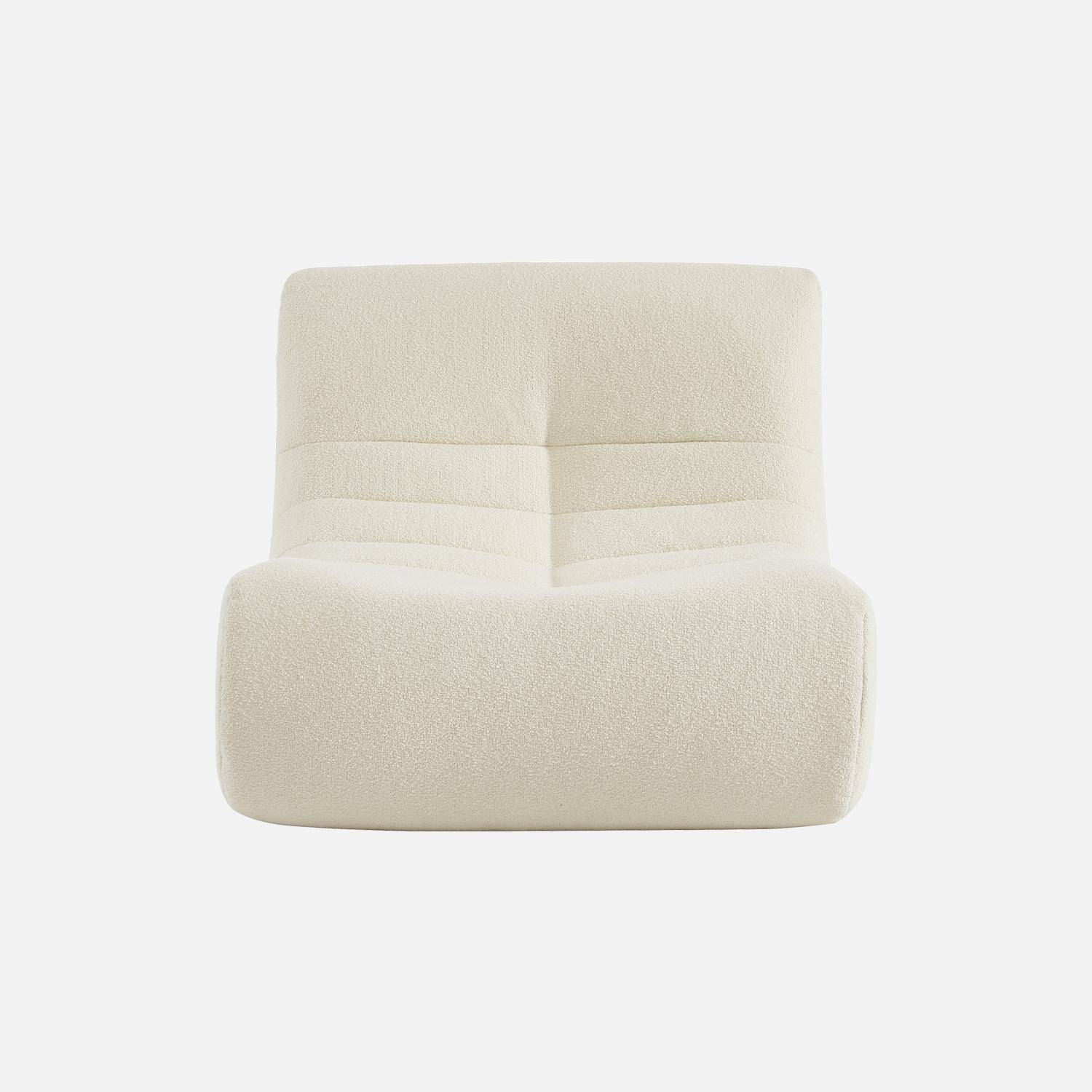 Set of 3 modular armchairs in boucle fabric, Sokol trio, White, 91x105x72 cm Photo7