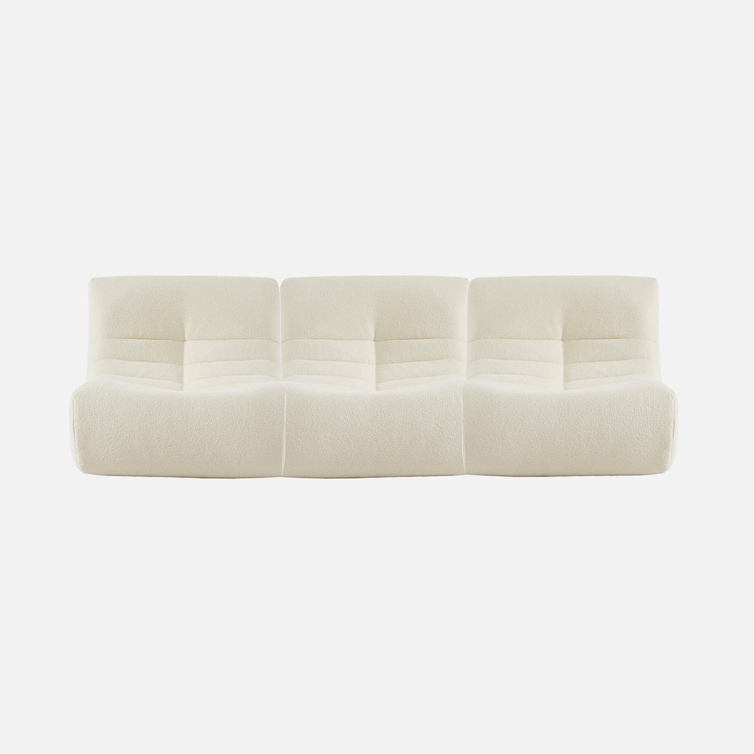 Set of 3 modular armchairs in boucle fabric, Sokol trio, White, 91x105x72 cm Photo4