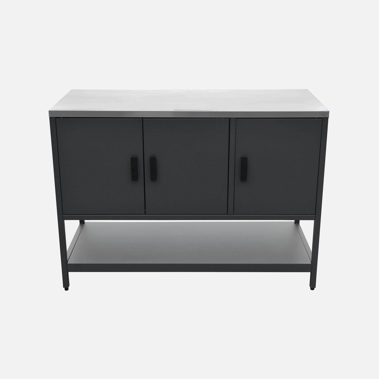 Cuisine extérieure Naxos 6 modules avec barbecue au charbon acier inoxydable noir,sweeek,Photo9