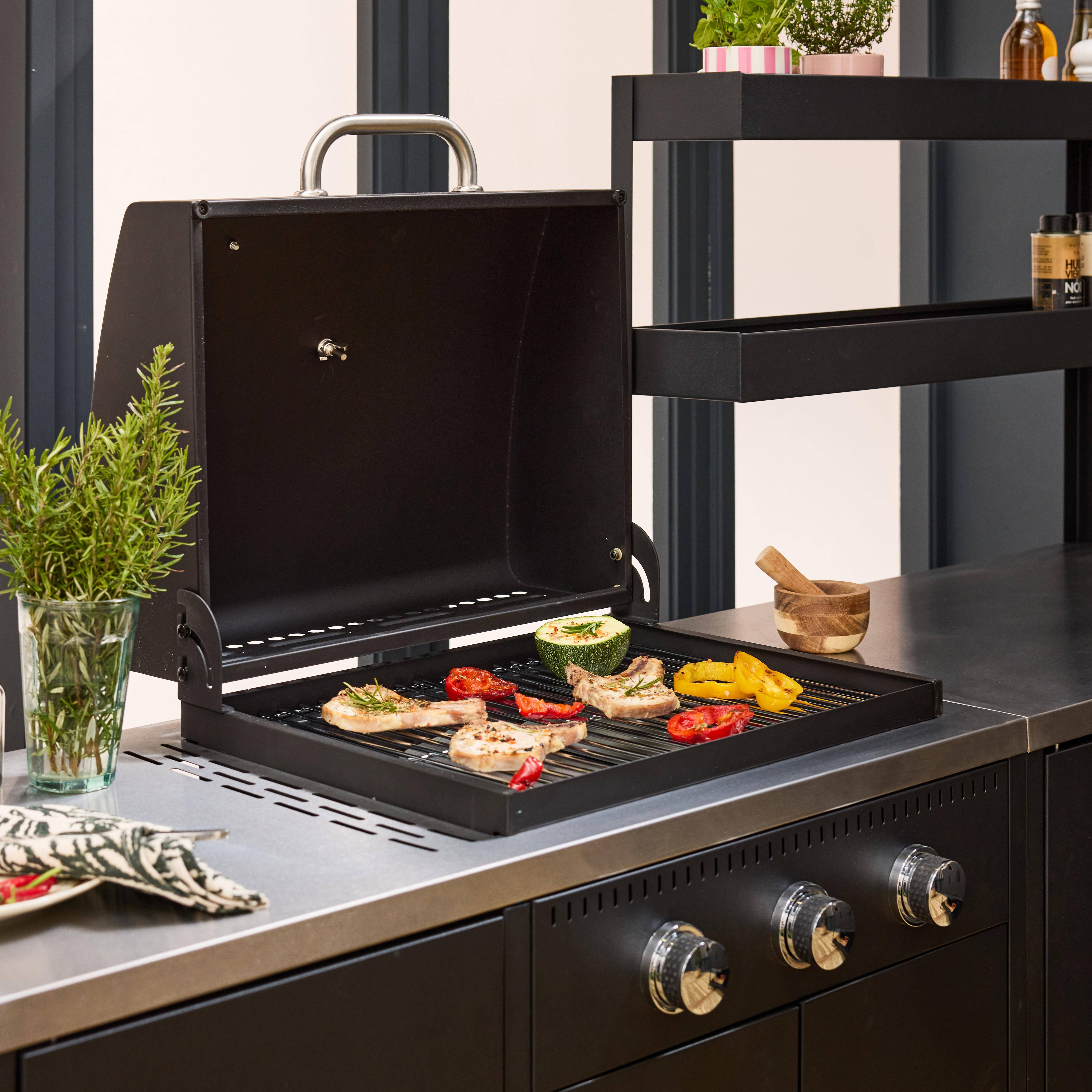 Cuisine extérieure 6 modules avec barbecue en acier inoxydable noir  Photo8