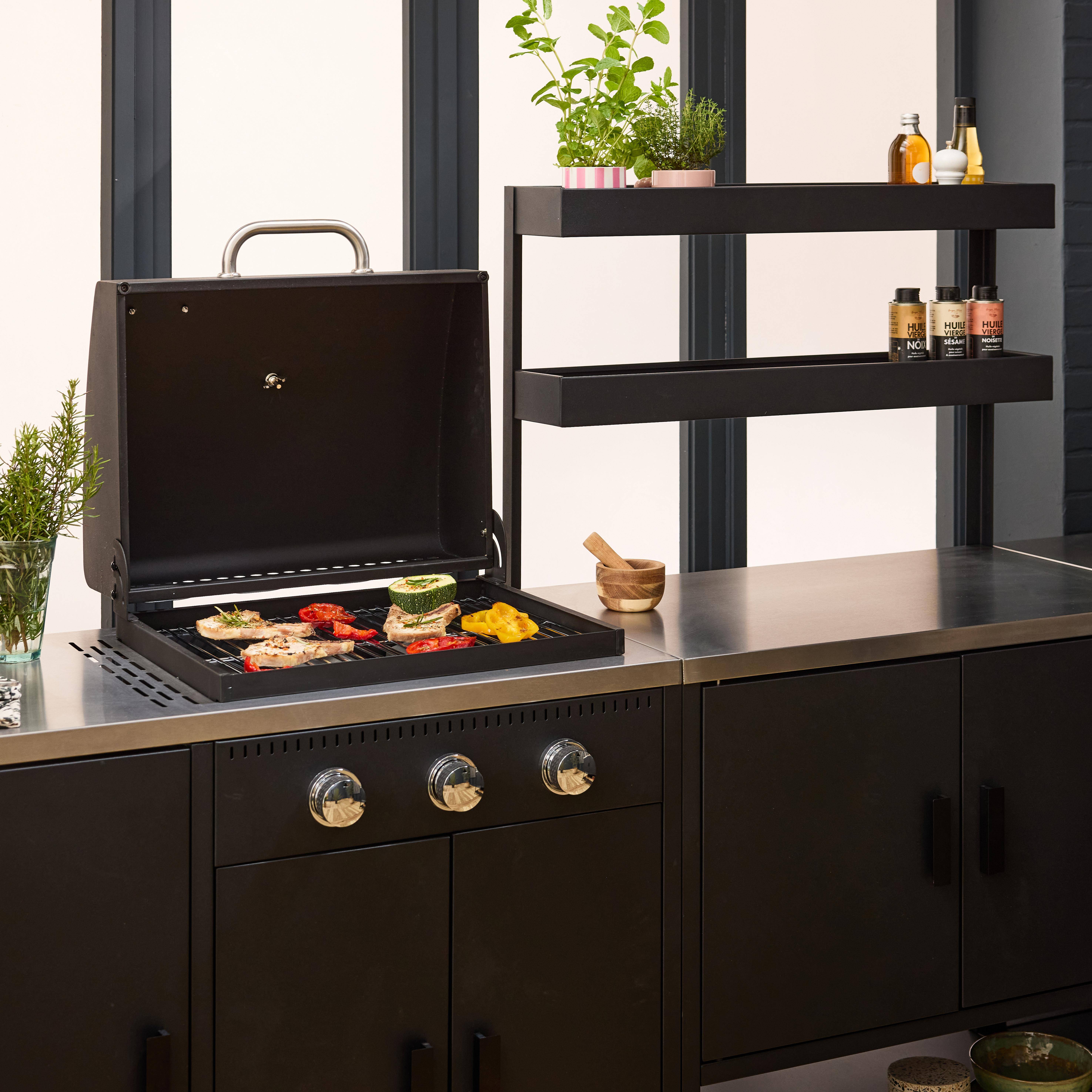 Cuisine extérieure 6 modules avec barbecue en acier inoxydable noir  Photo5