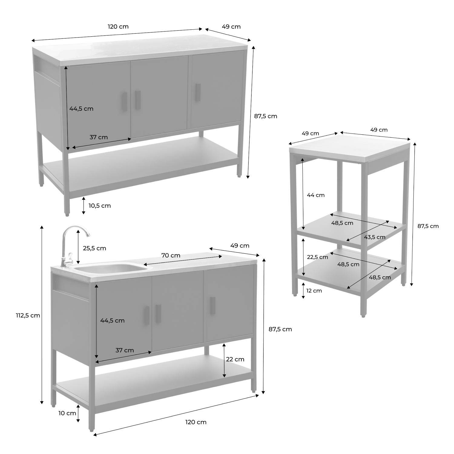 Cuisine extérieure 6 modules avec barbecue en acier inoxydable noir ,sweeek,Photo12