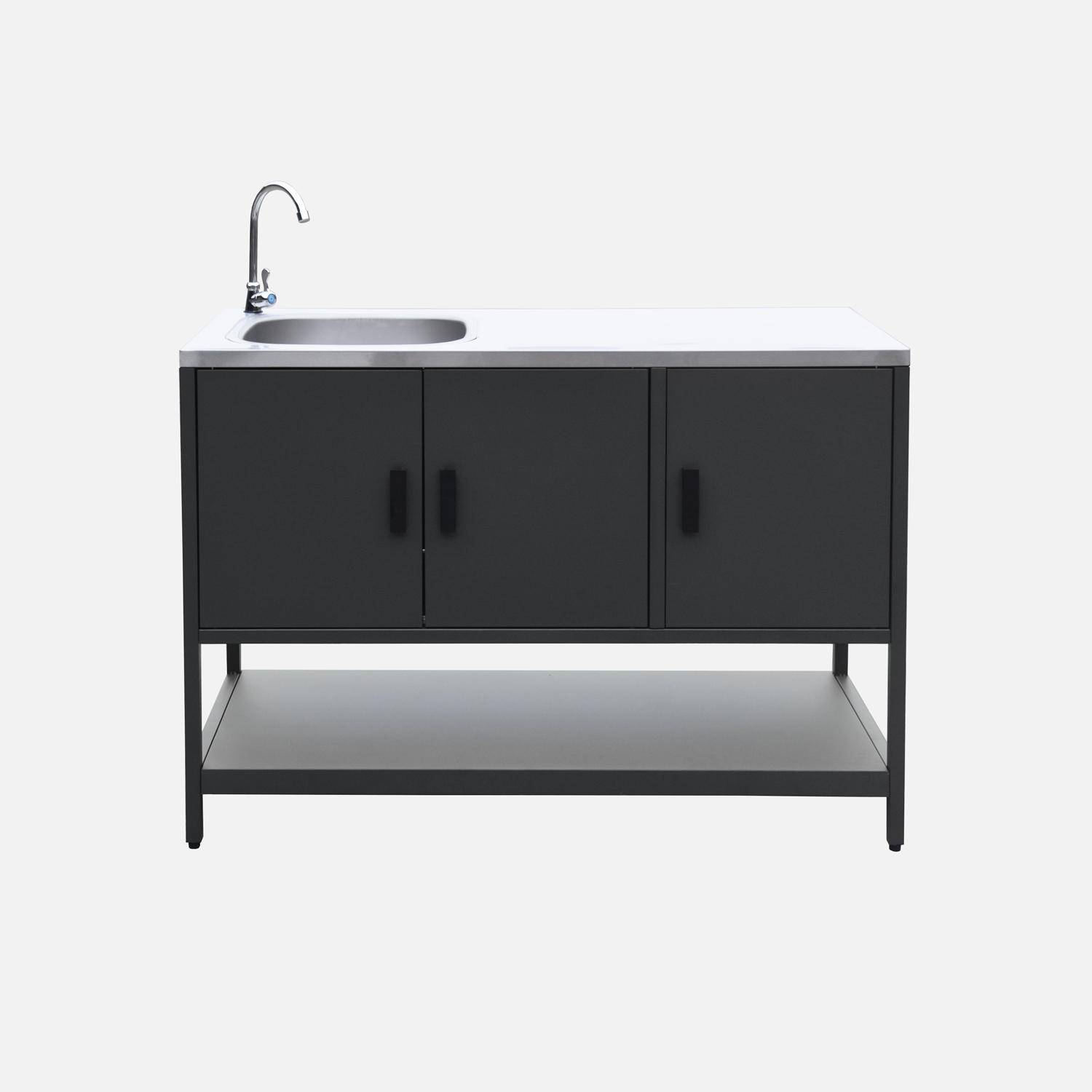 Cuisine extérieure 6 modules avec barbecue en acier inoxydable noir ,sweeek,Photo4