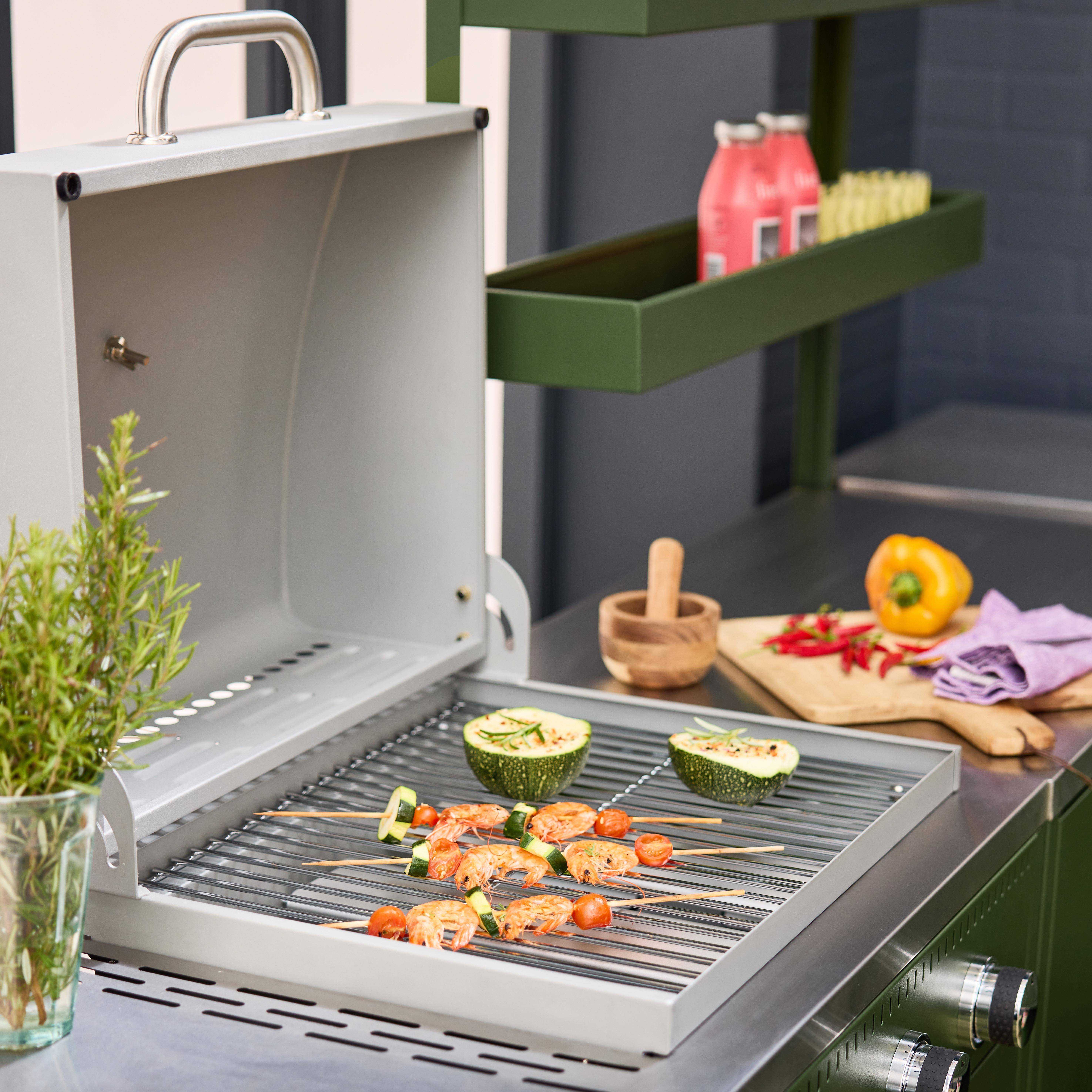 Cuisine extérieure 6 modules avec barbecue en acier inoxydable vert Photo5
