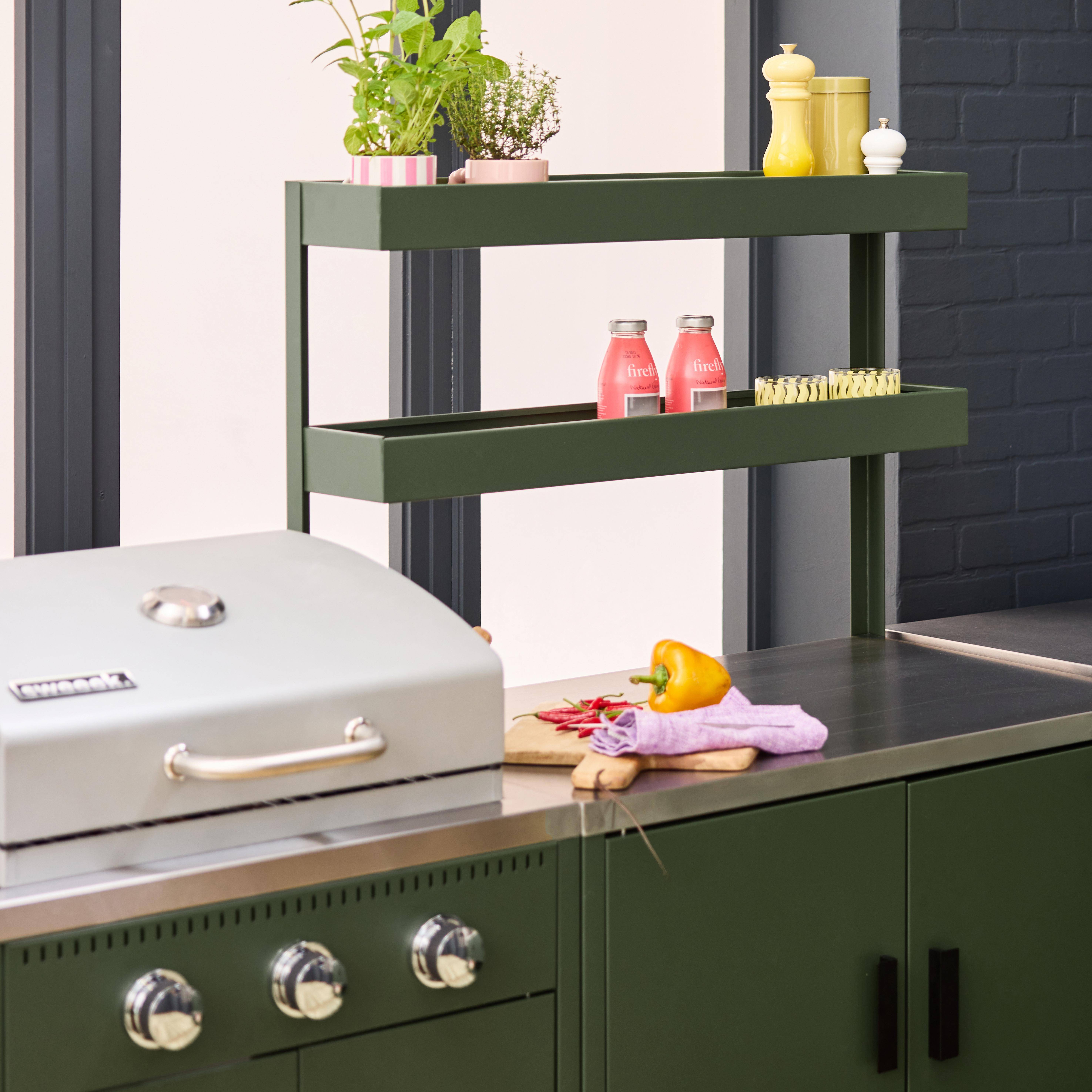 Cuisine extérieure 6 modules avec barbecue en acier inoxydable vert Photo4