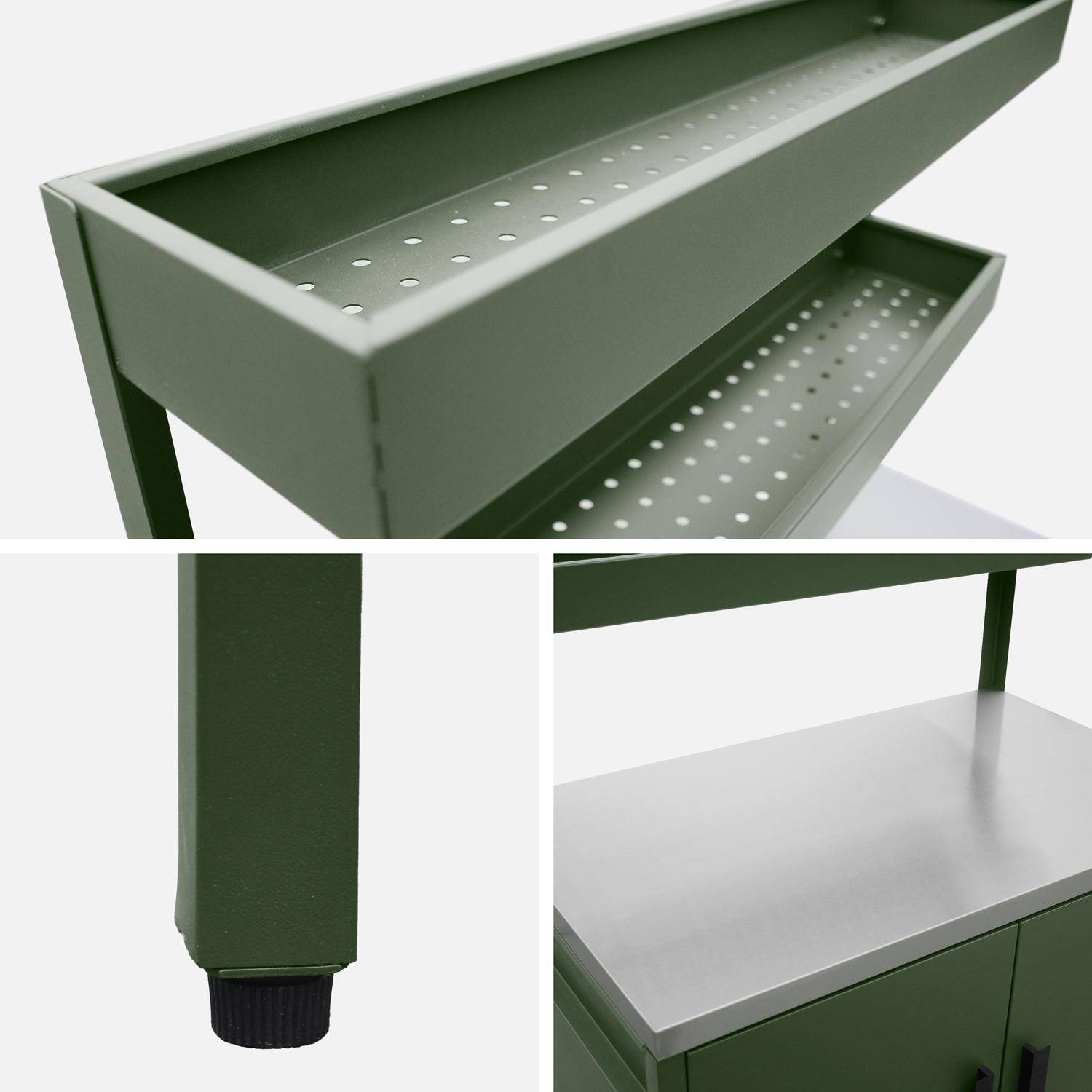 Cuisine extérieure 6 modules avec barbecue en acier inoxydable vert Photo19