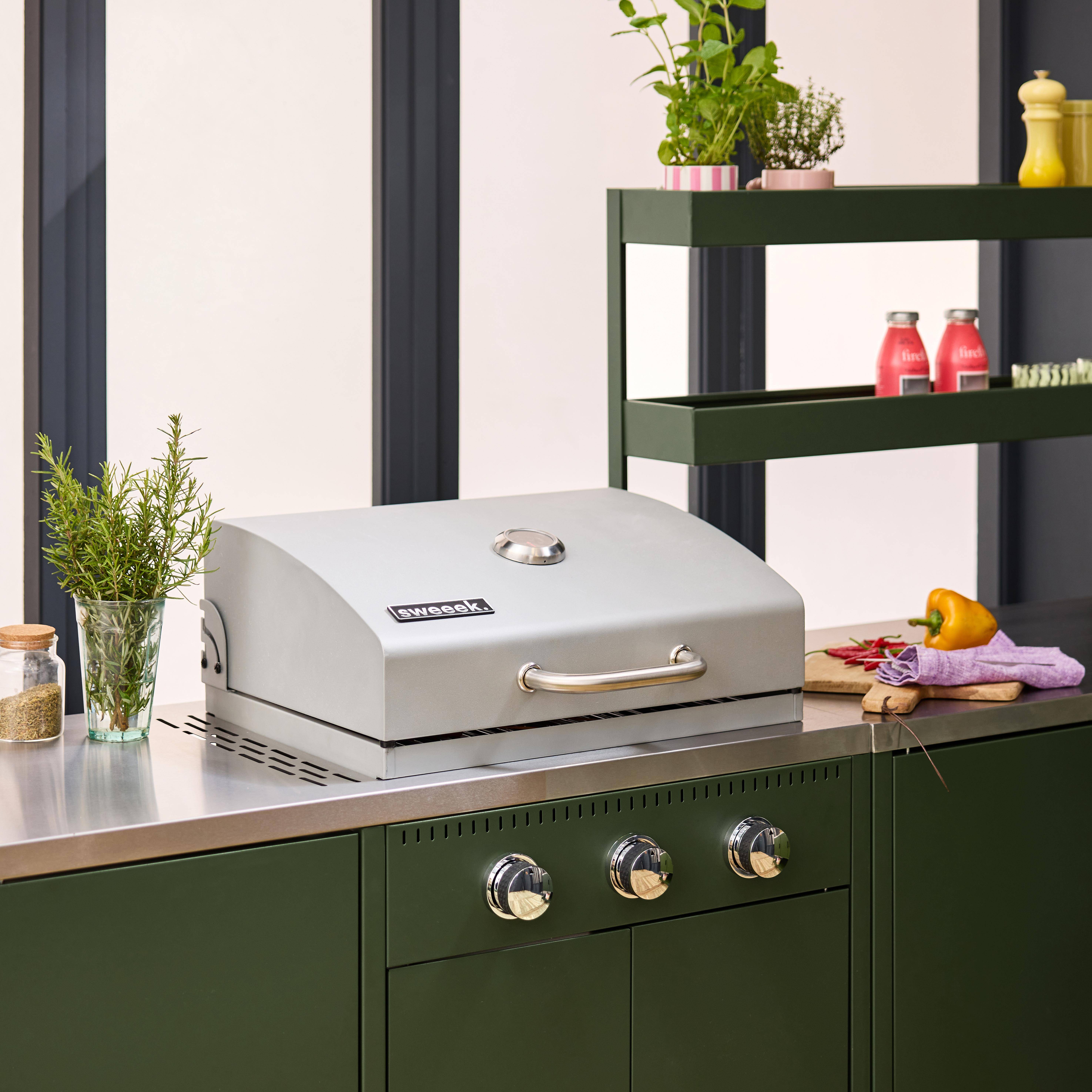 Cuisine extérieure 6 modules avec barbecue en acier inoxydable vert Photo3