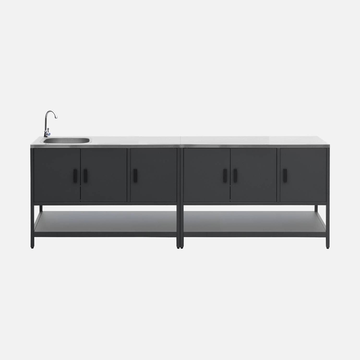 Cuisine extérieure 2 modules acier inoxydable noir