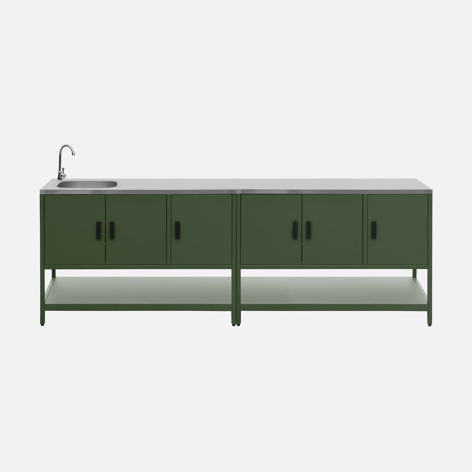 Cuisine extérieure 2 modules acier inoxydable vert