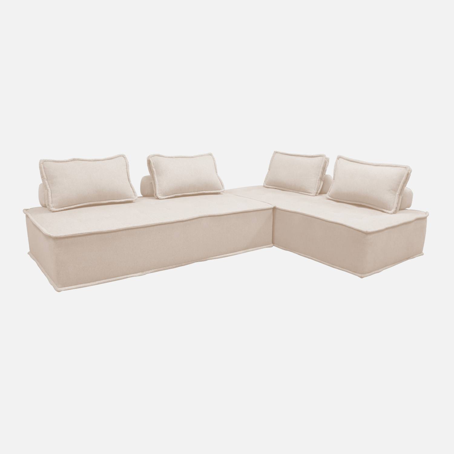 Lot de 2 chauffeuses 2 places en tissu capitonné crème