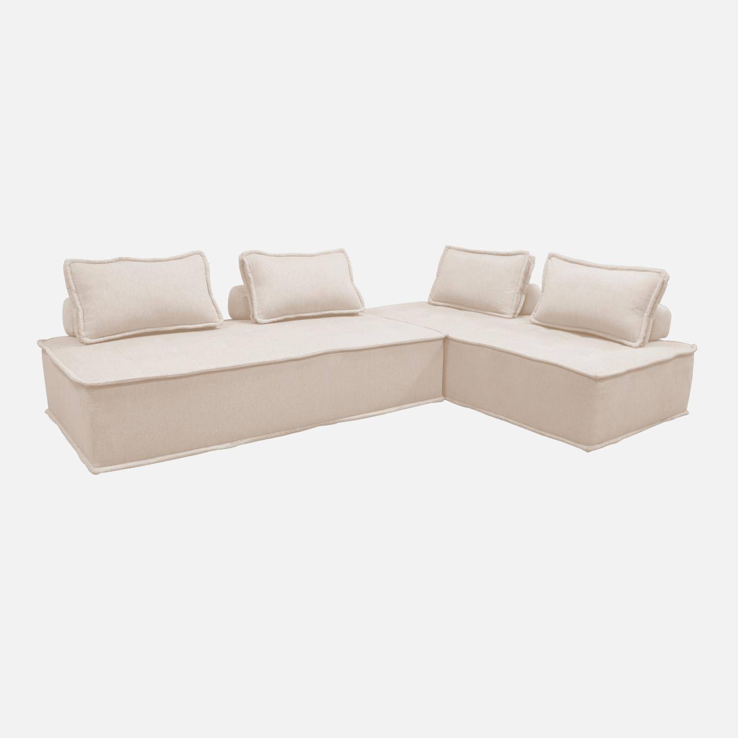 Capa para sofá modular de tecido estofado, set de 2, Dao, Creme, 180x90x78 cm Photo3