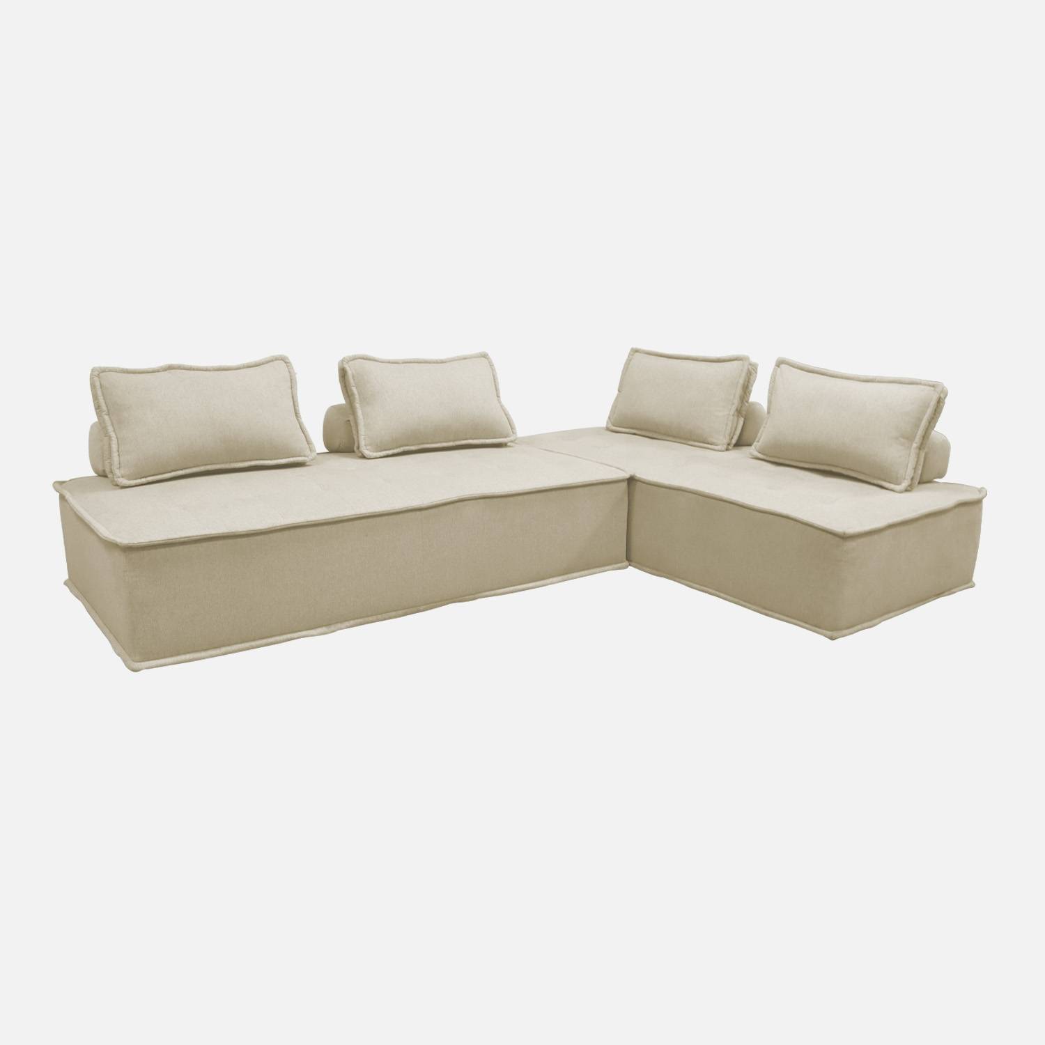 Lot de 2 chauffeuses 2 places en tissu capitonné beige