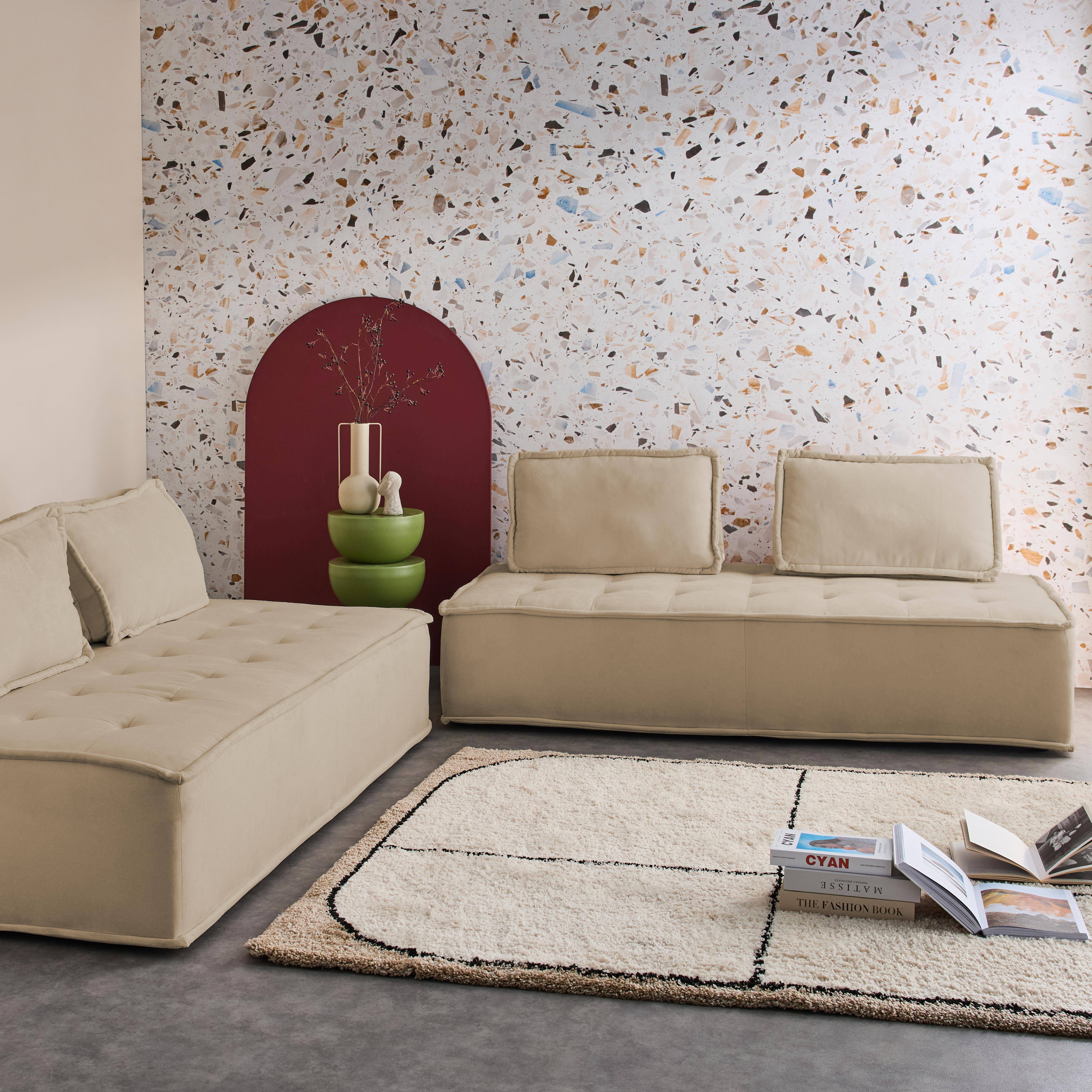 Capa para sofá modular de tecido estofado, set de 2, Dao, Beige, 180x90x78 cm Photo1