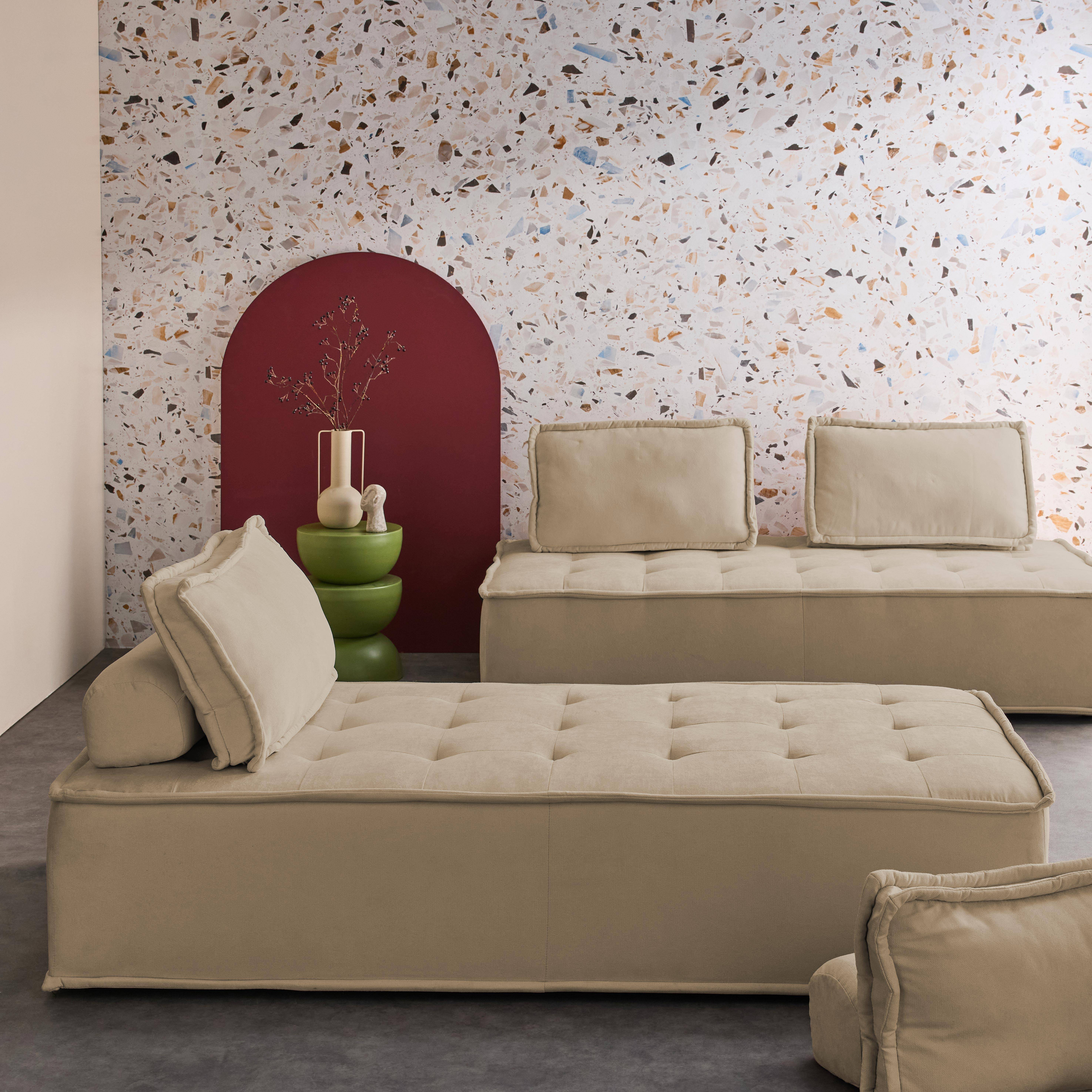 Capa para sofá modular de tecido estofado, set de 2, Dao, Beige, 180x90x78 cm Photo2