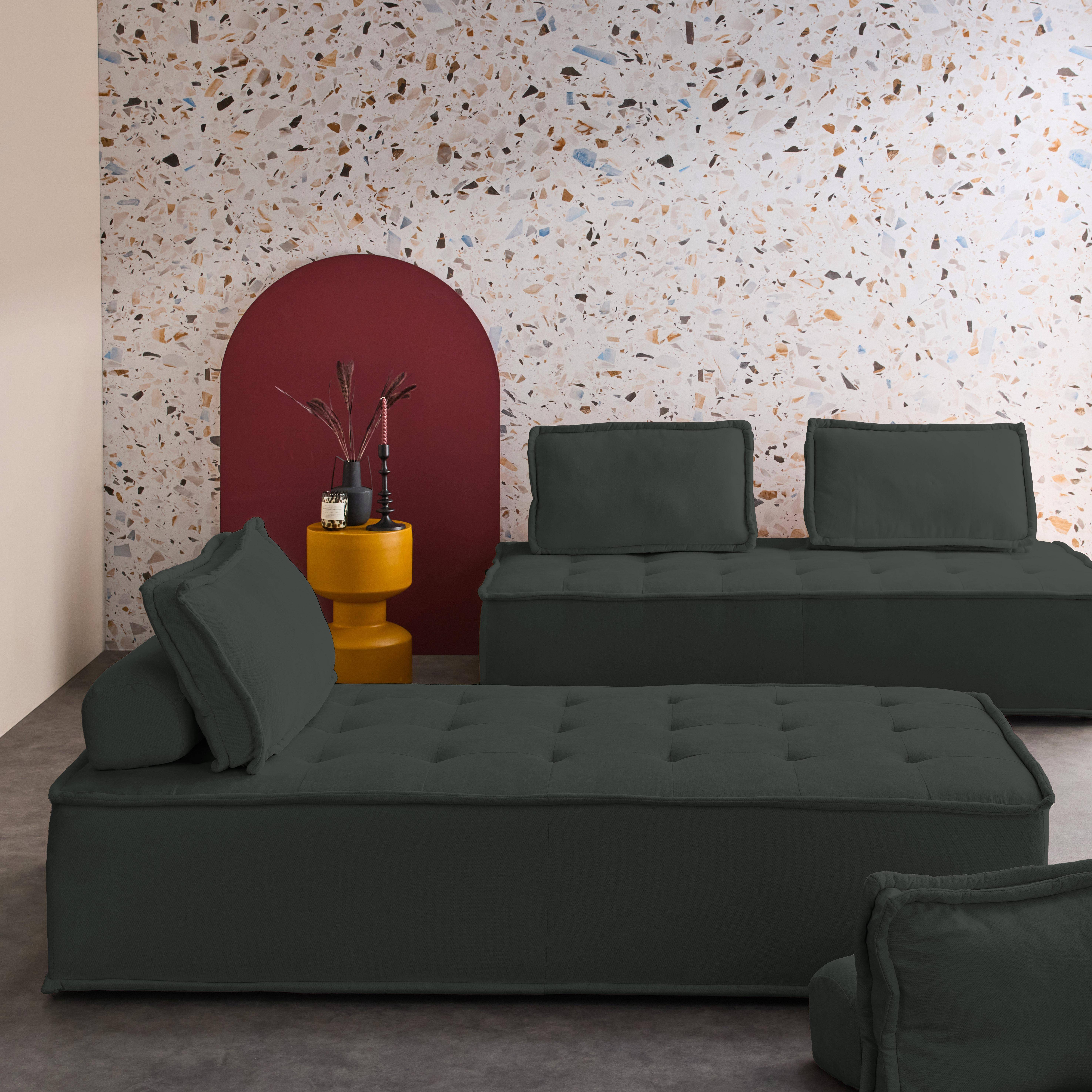 Capa para sofá modular de tecido estofado, set de 2, Dao, Cinza escuro, 180x90x78 cm Photo2