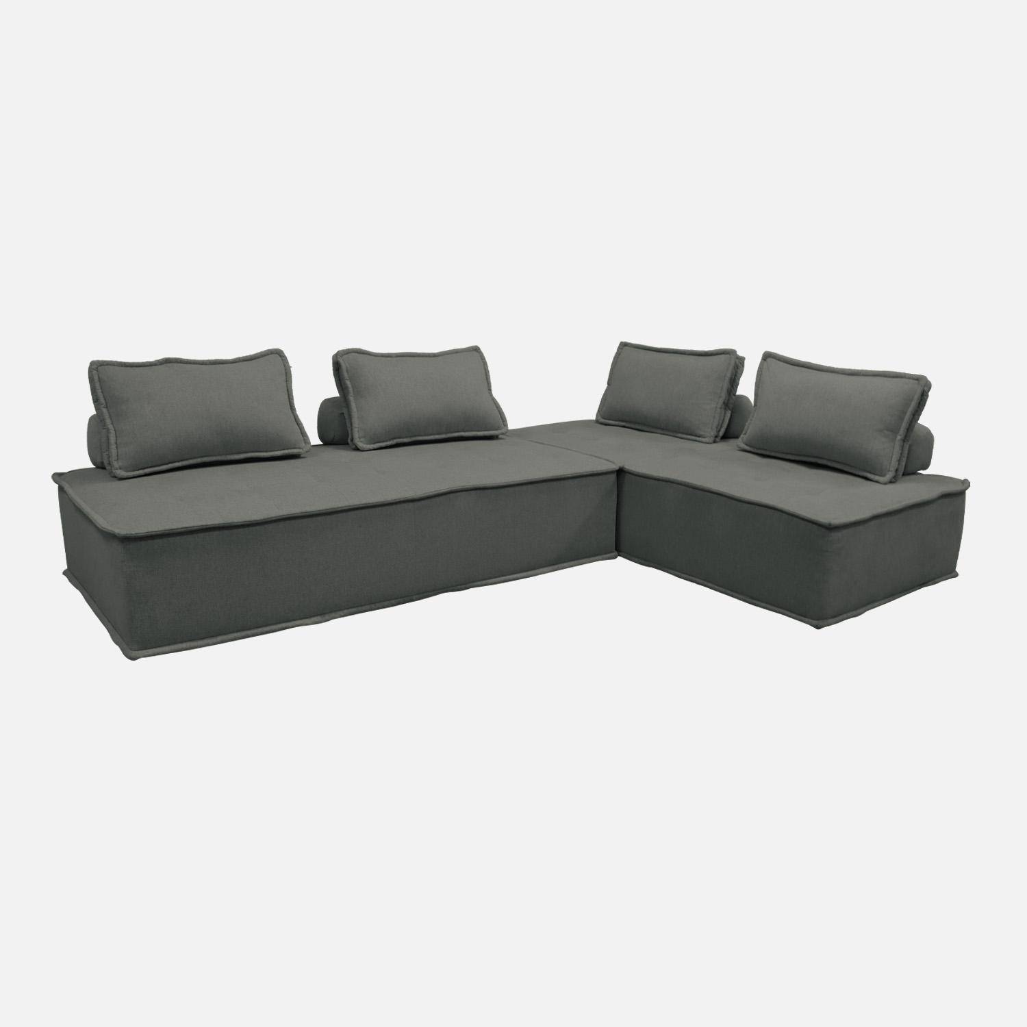 Capa para sofá modular de tecido estofado, set de 2, Dao, Cinza escuro, 180x90x78 cm Photo3