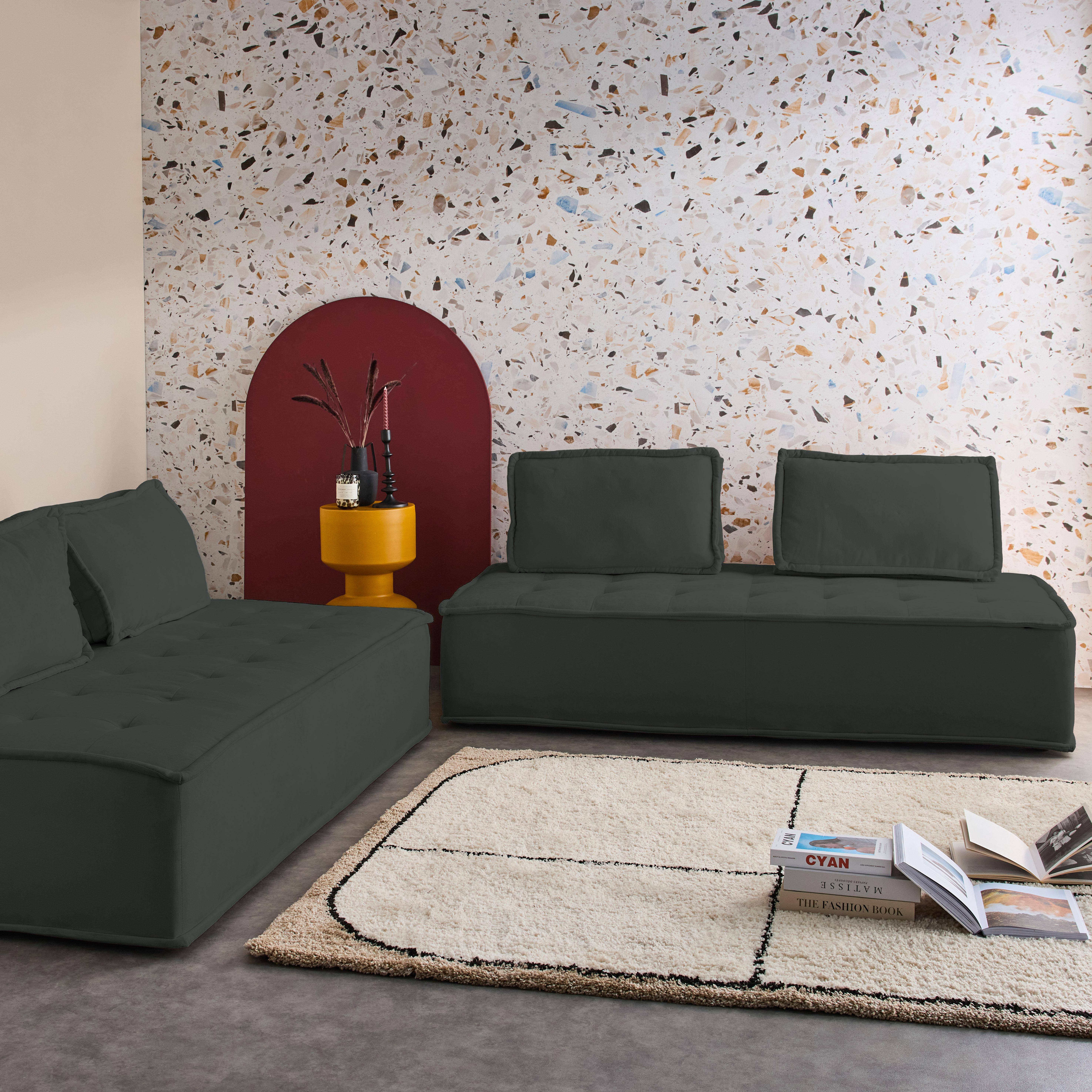 Capa para sofá modular de tecido estofado, set de 2, Dao, Cinza escuro, 180x90x78 cm Photo1