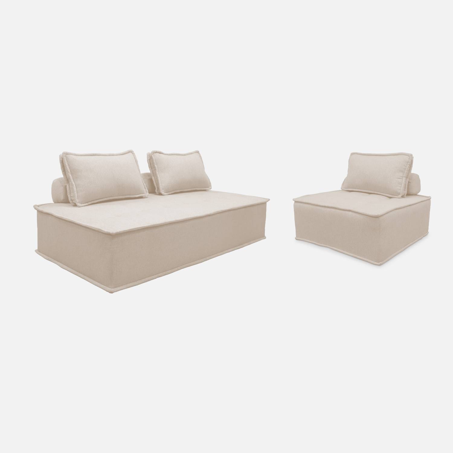Dao fauteuil en 2-zitsbank in crèmekleurig stof