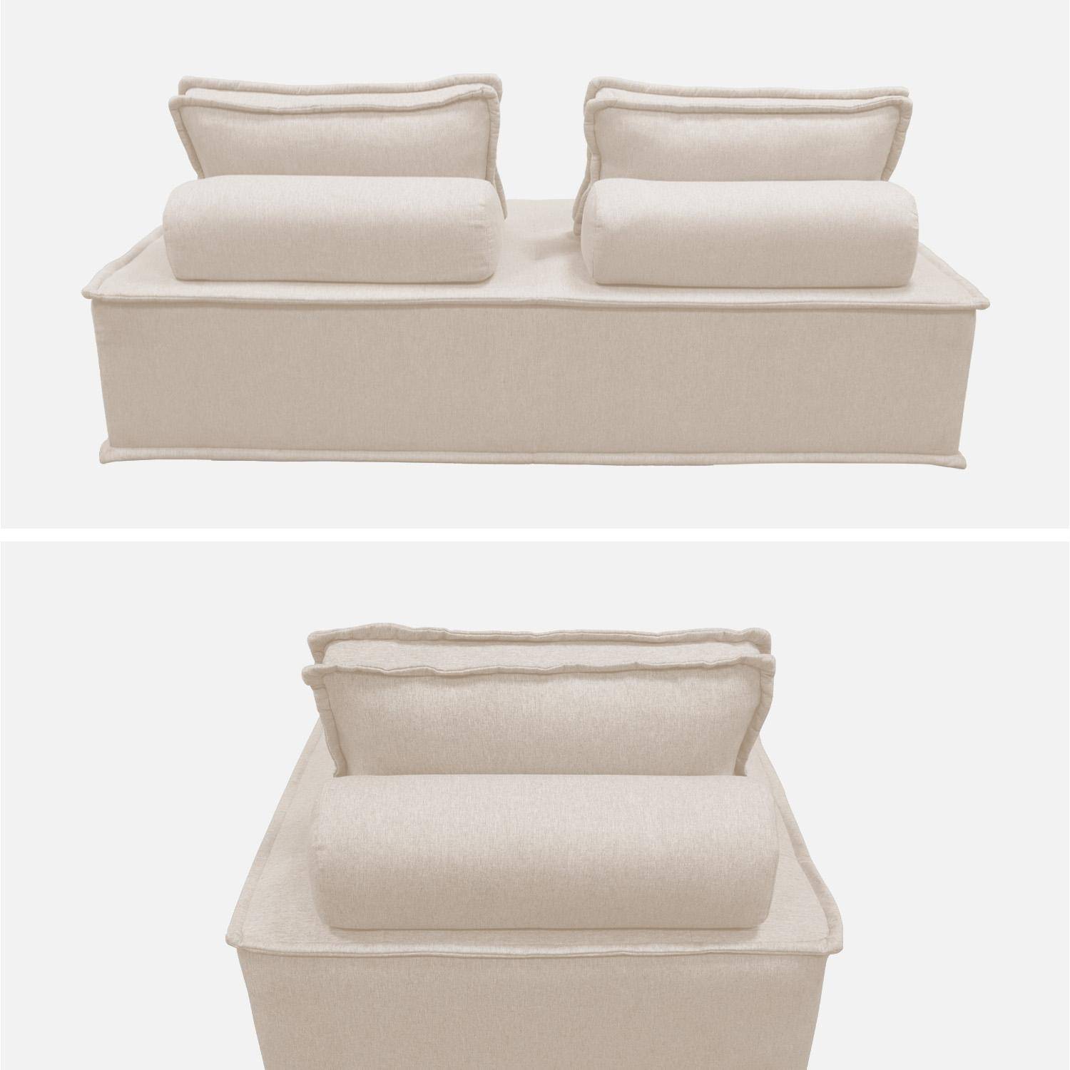 Ensemble chauffeuses DAO pour canapé modulable en tissu capitonné 3 places crème Photo4